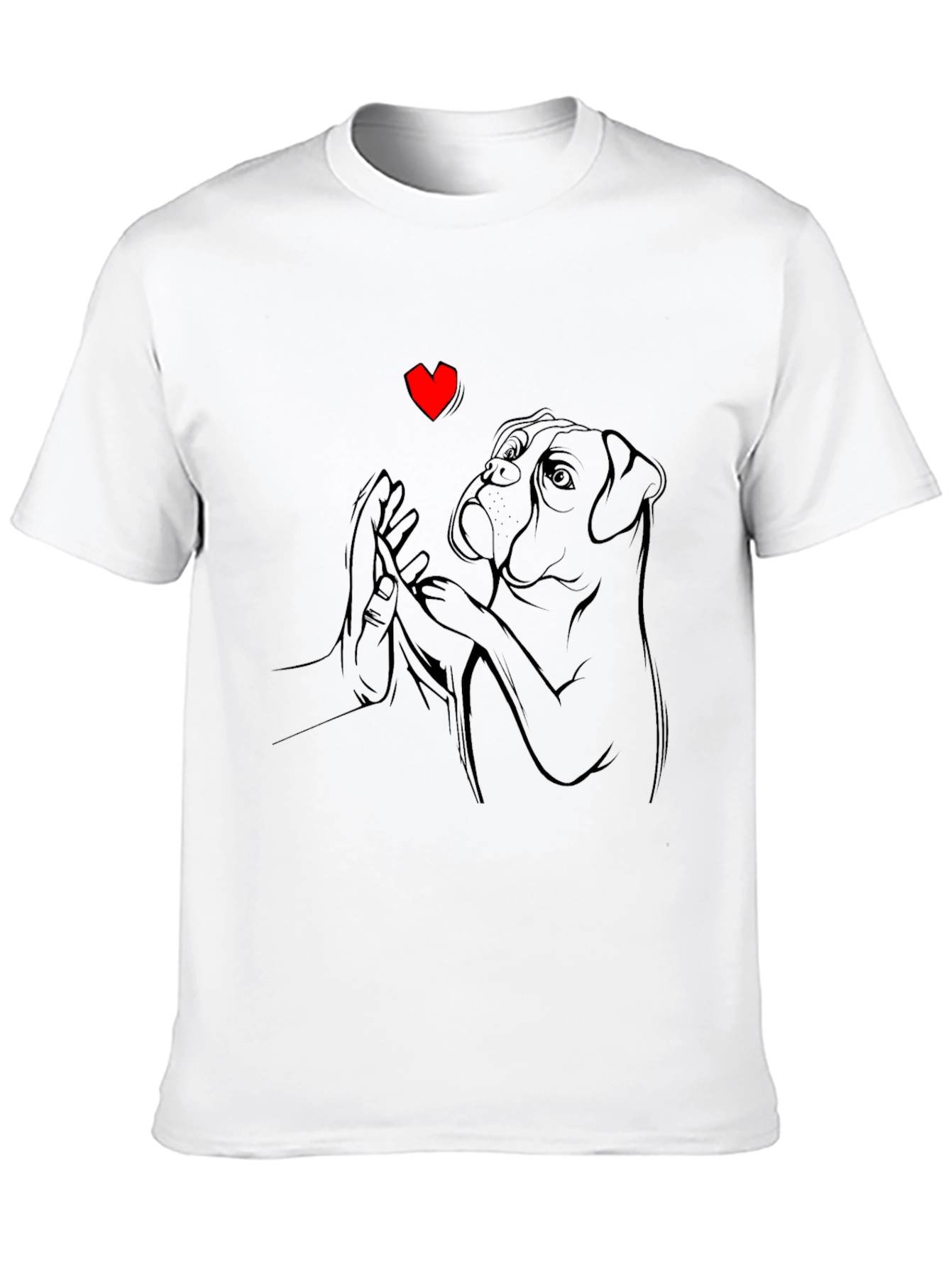 Dog Lovers Tee - Boxer & Hand Heart Graphic