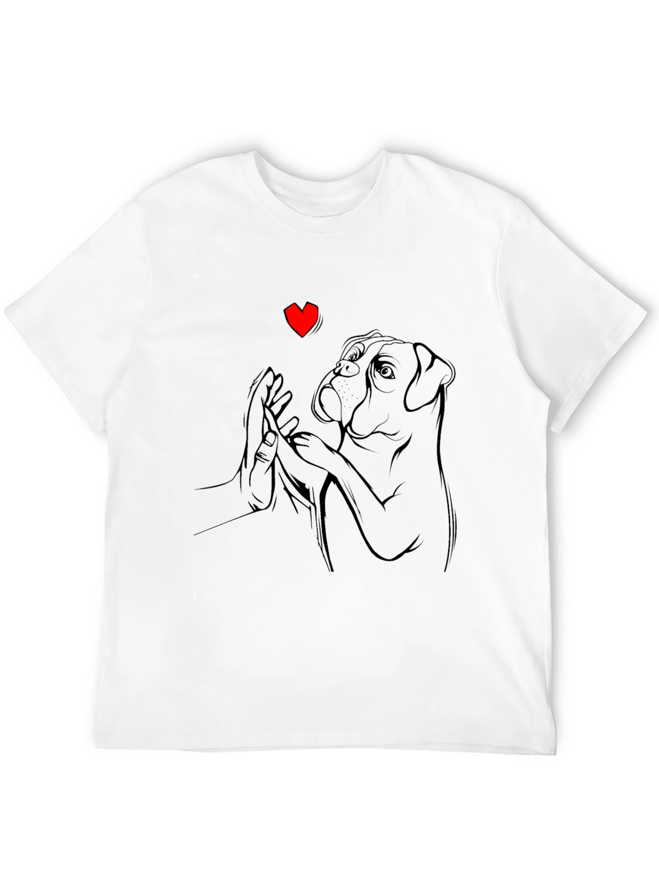 Dog Lovers Tee - Boxer & Hand Heart Graphic