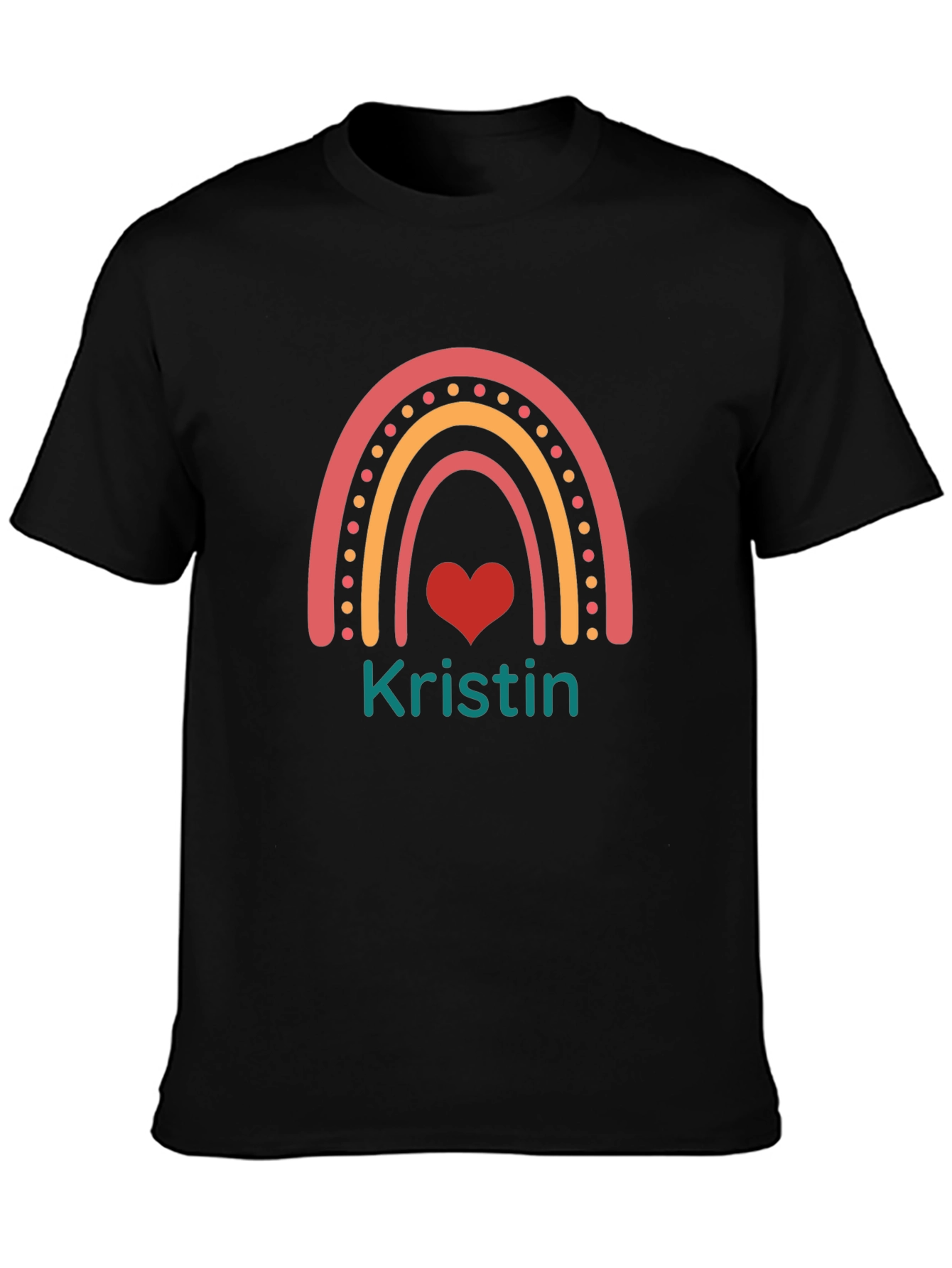 Personalized Kristin Rainbow Heart T-Shirt
