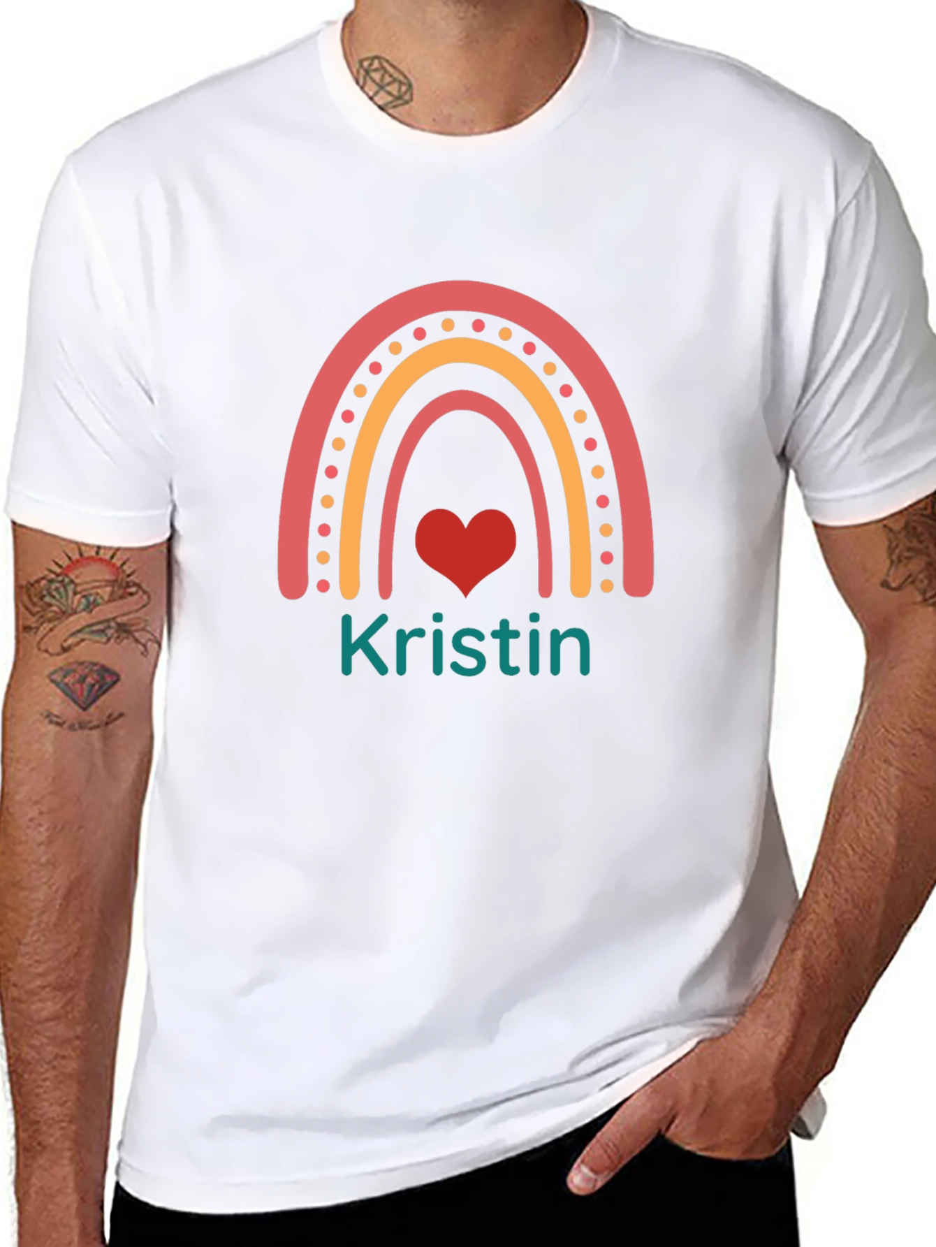 Personalized Kristin Rainbow Heart T-Shirt