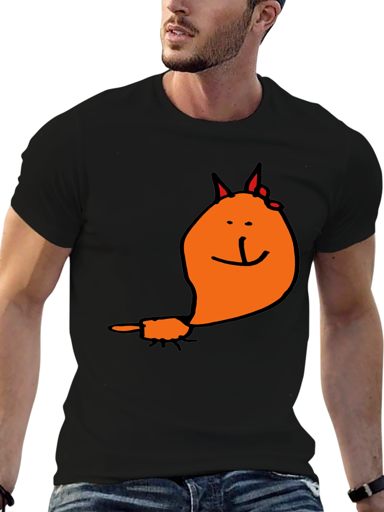 Funny Cat Graphic Tee - Black Casual T-Shirt