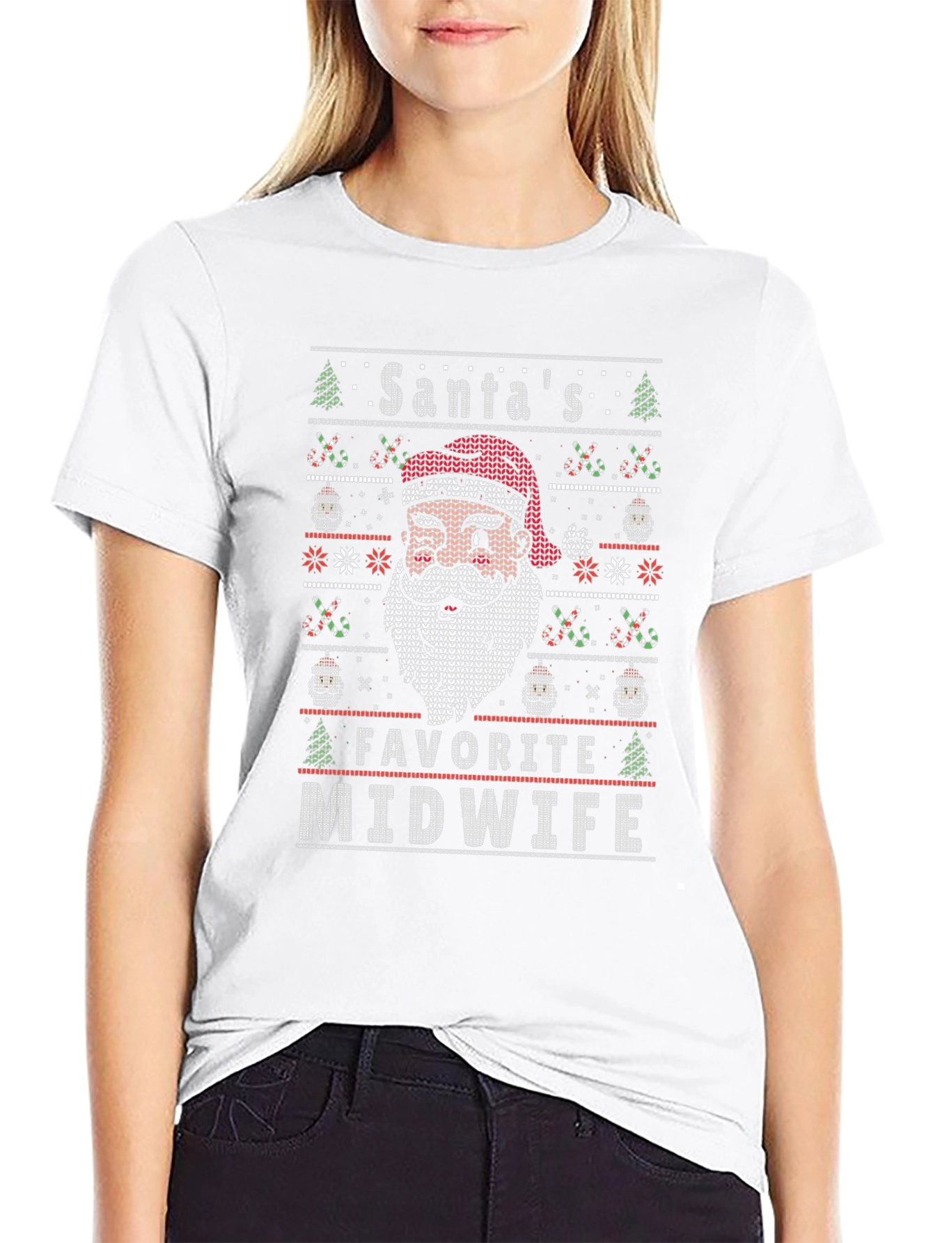 Santas Favorite Midwife Ugly Christmas Sweater T-Shirt