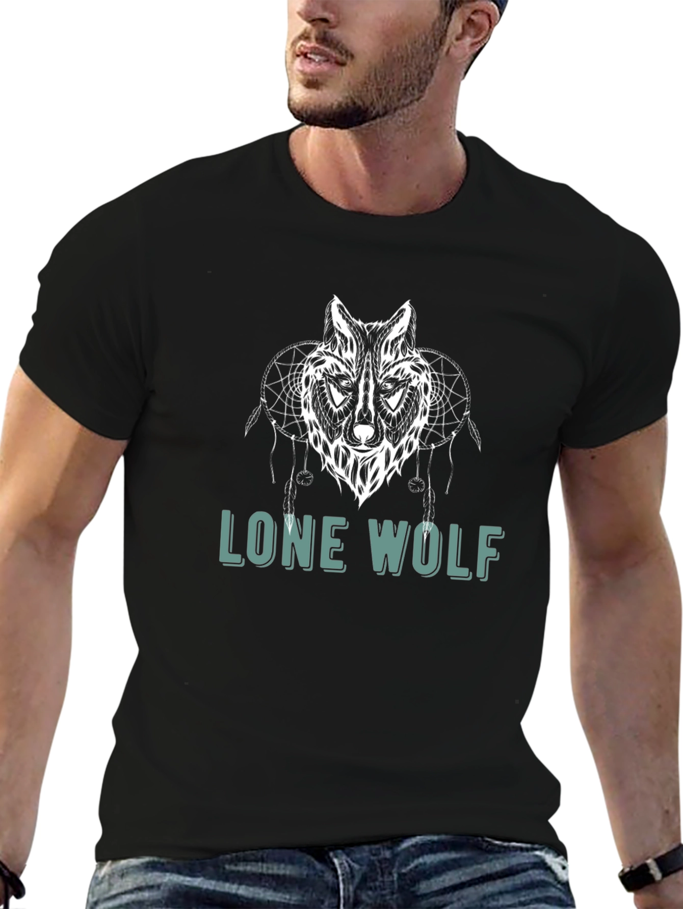 Lone Wolf Graphic Tee - Black Cotton T-Shirt