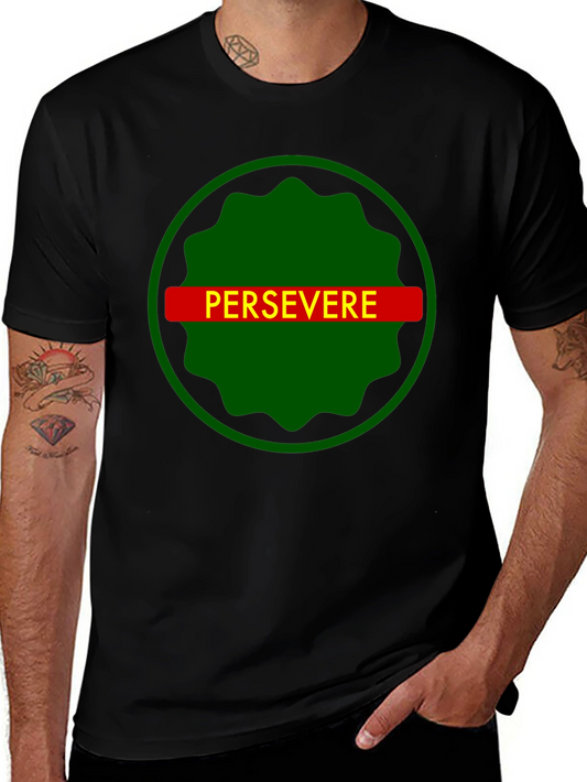 Persevere Graphic Tee - Black Cotton T-Shirt