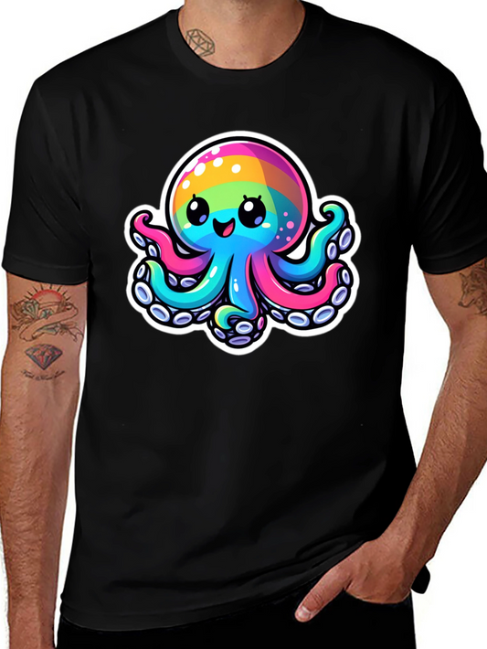 Rainbow Octopus Graphic Tee - Unique Colorful Design