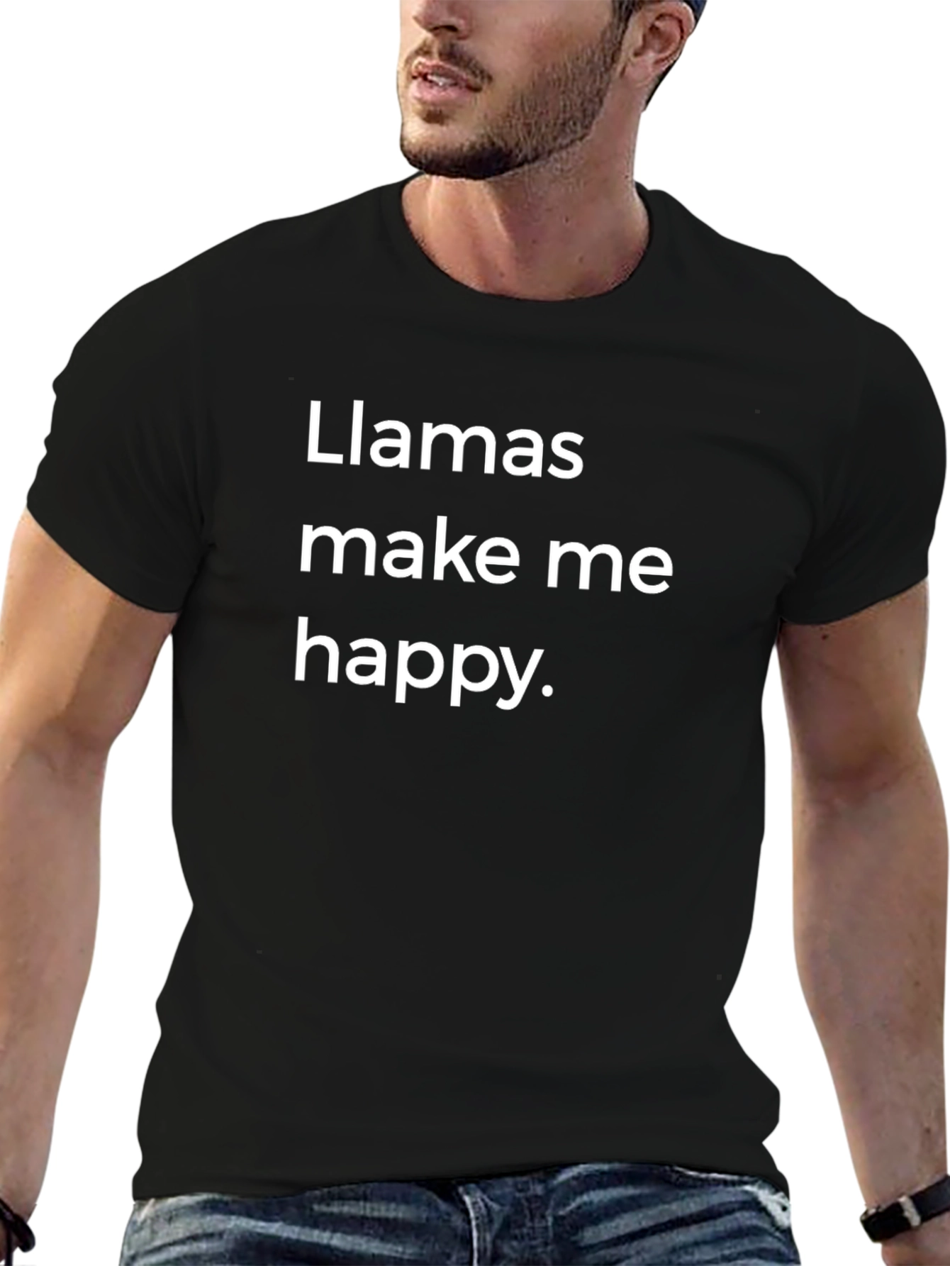 Llamas Make Me Happy Graphic Tee - Black