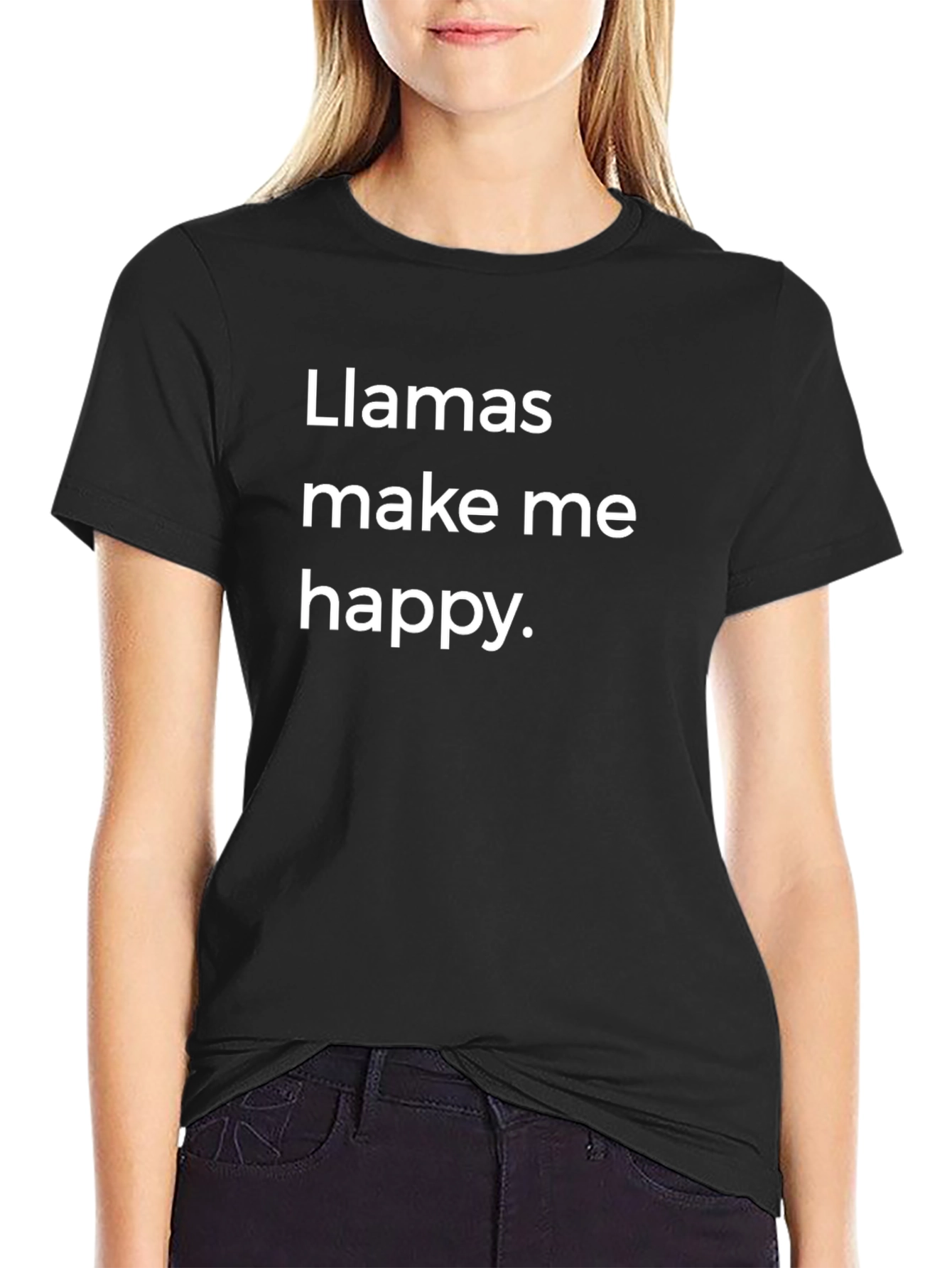 Llamas Make Me Happy Graphic Tee - Black