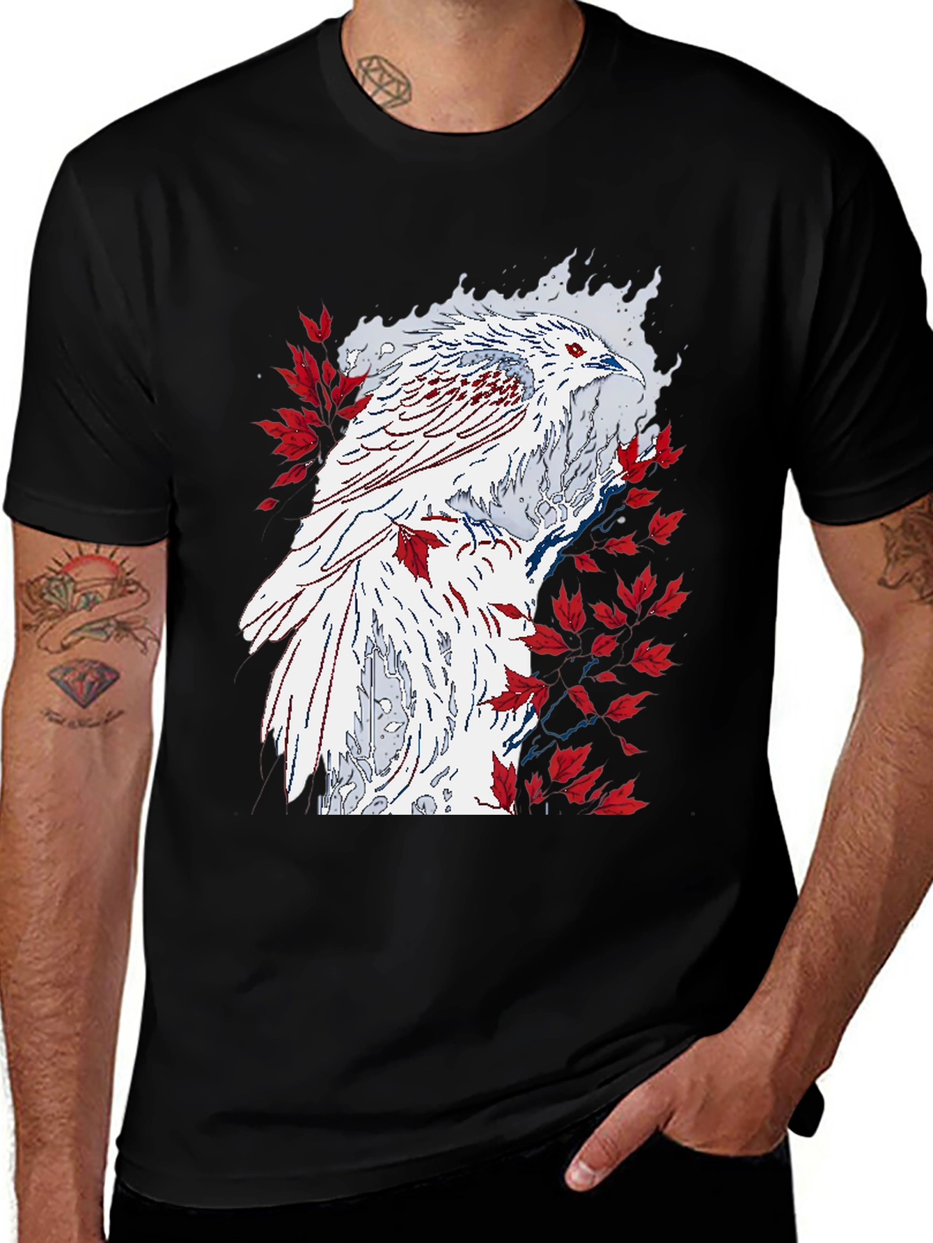 Phoenix Graphic Tee - Black Cotton T-Shirt