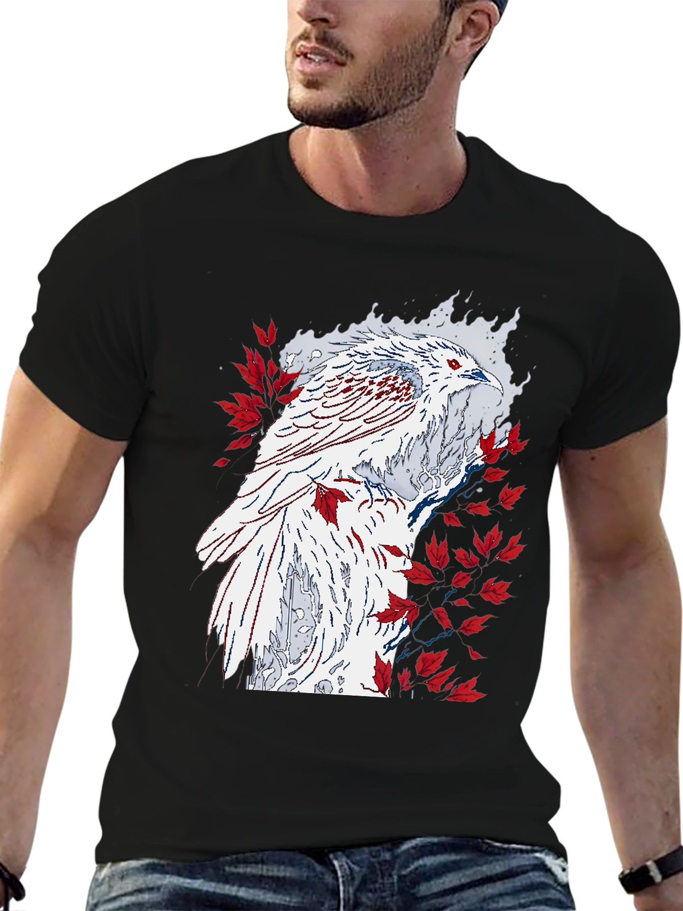 Phoenix Graphic Tee - Black Cotton T-Shirt