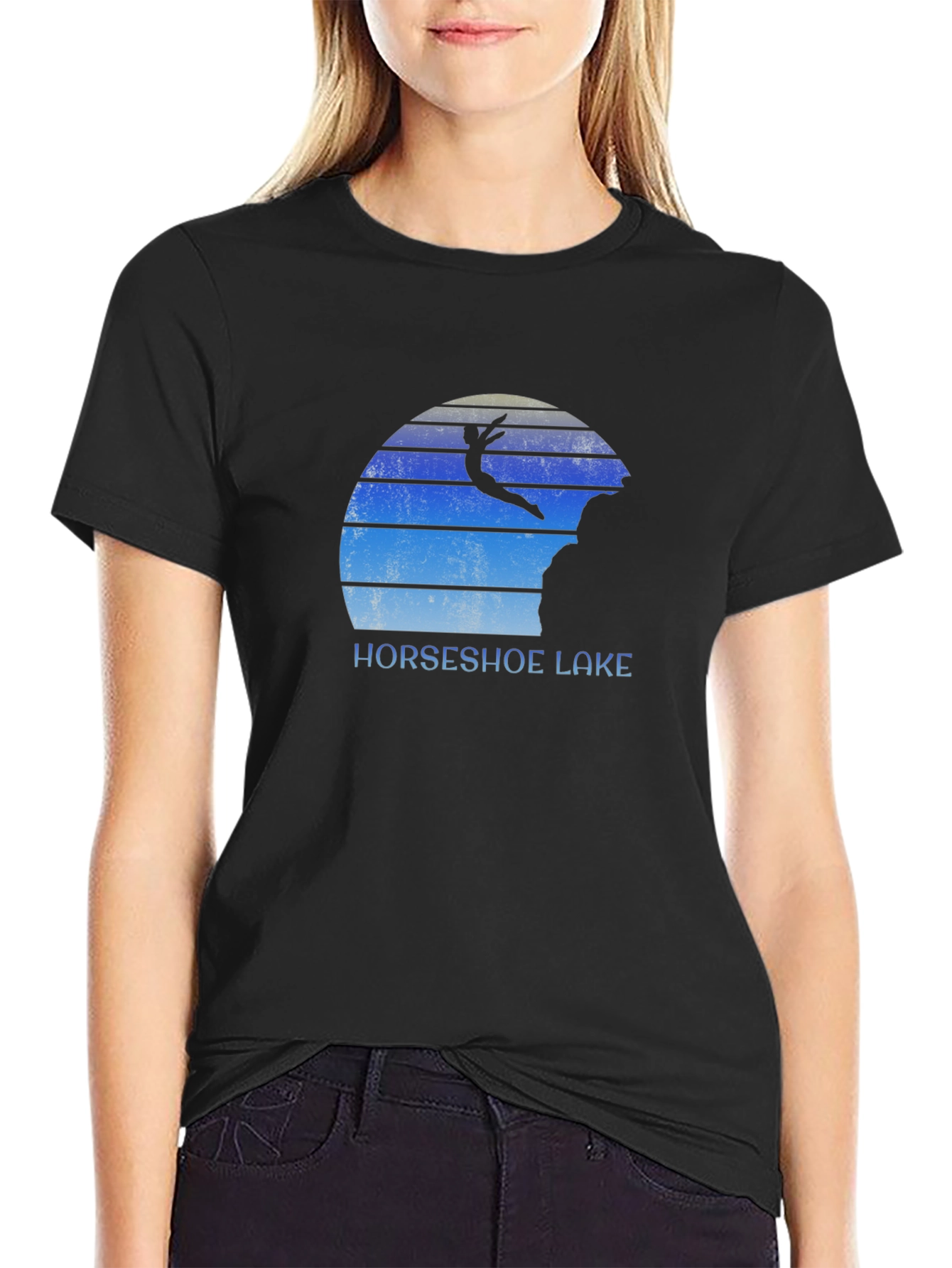 Horseshoe Lake Cliff Diver Black T-Shirt