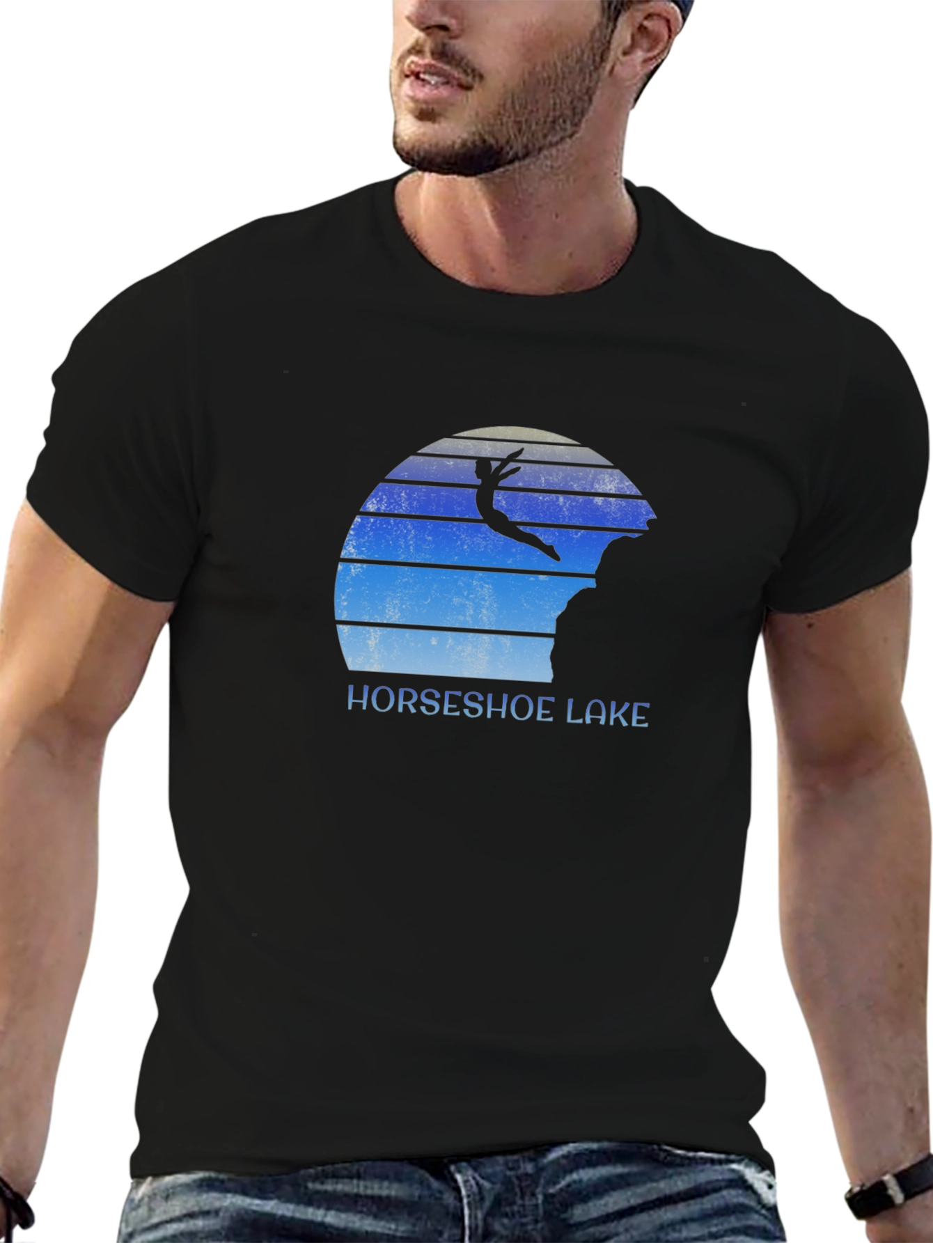 Horseshoe Lake Cliff Diver Black T-Shirt