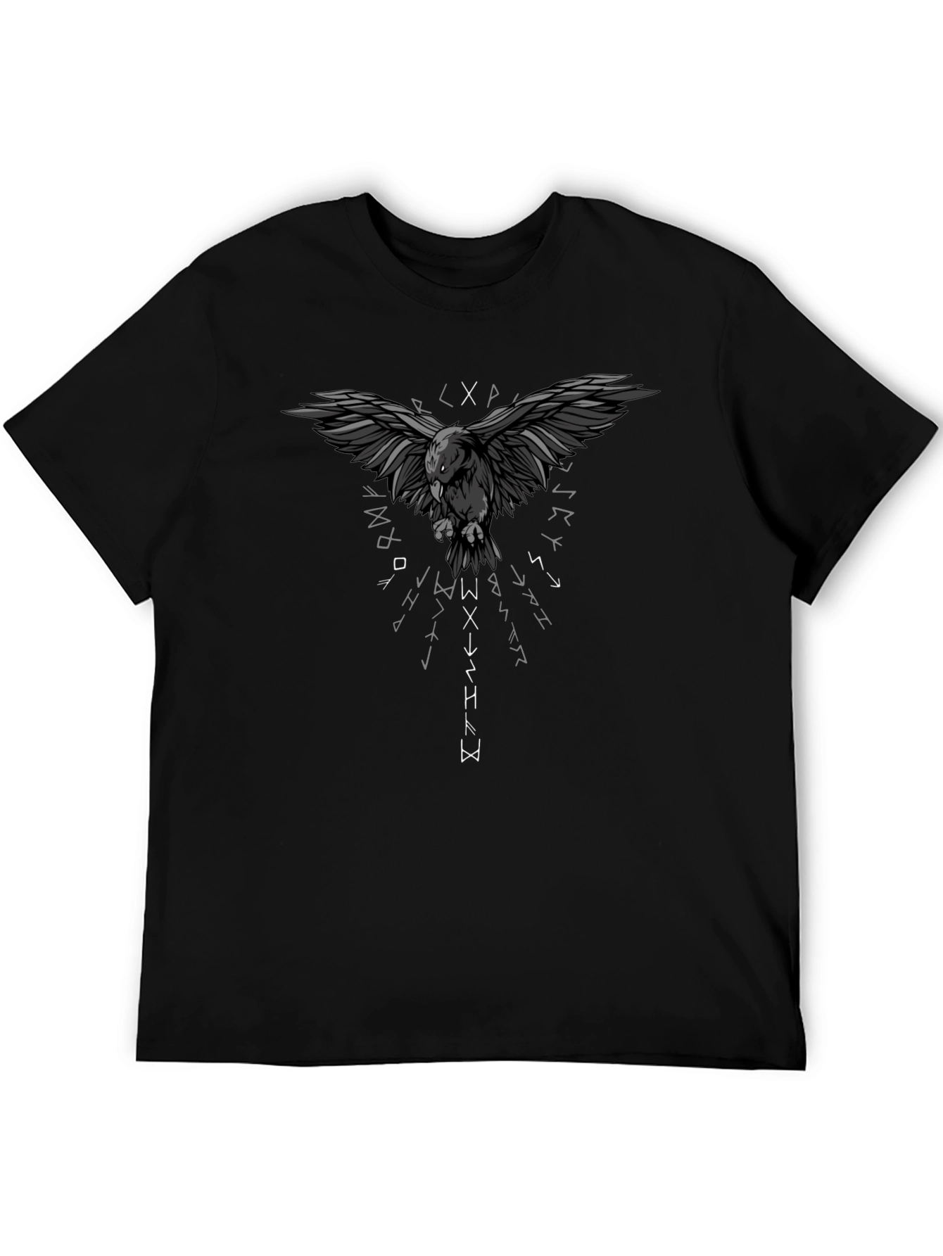 Raven Rune Graphic Print T-Shirt - Dark