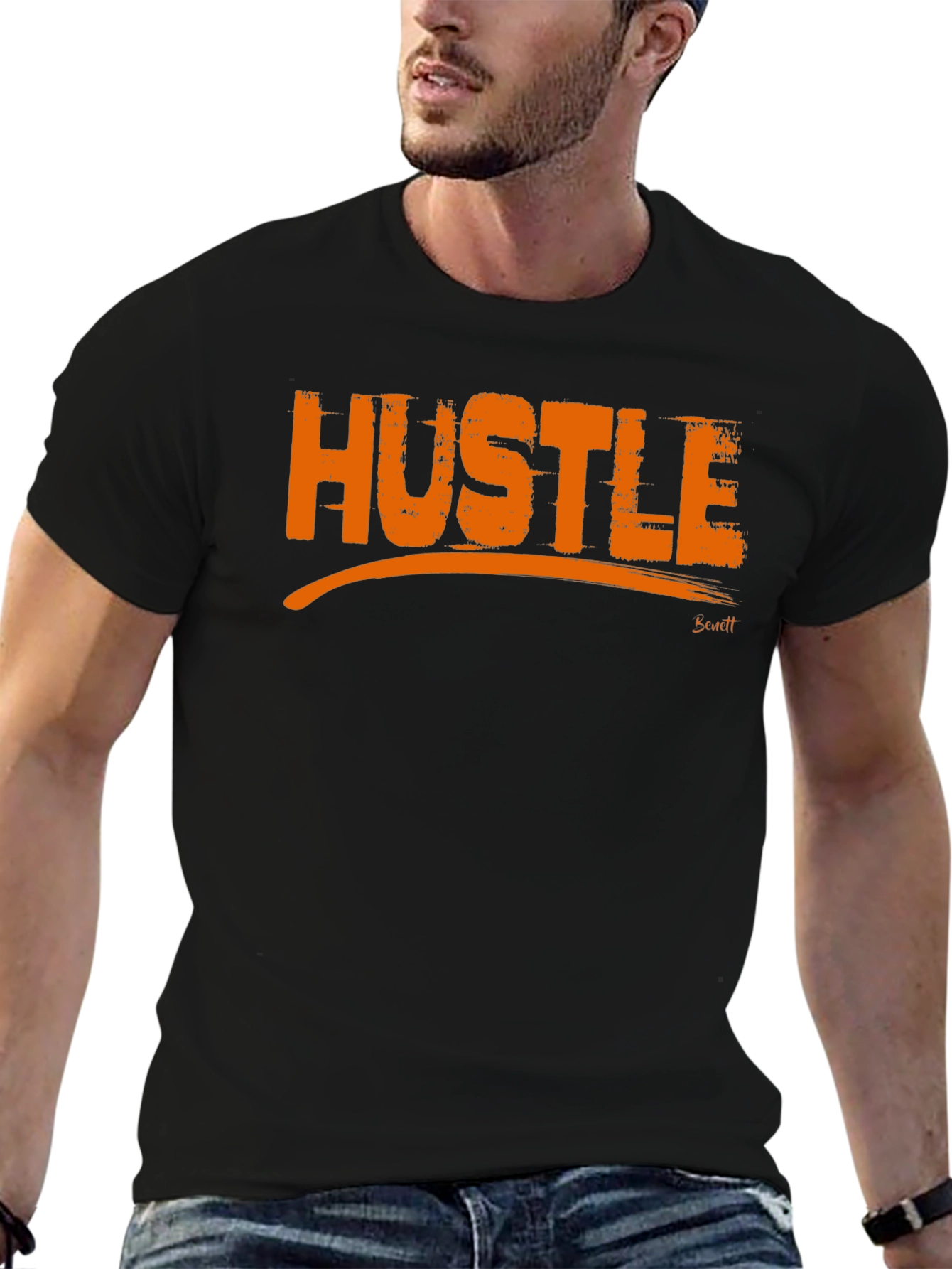Hustle Graphic Tee - Mens Black Cotton T-Shirt