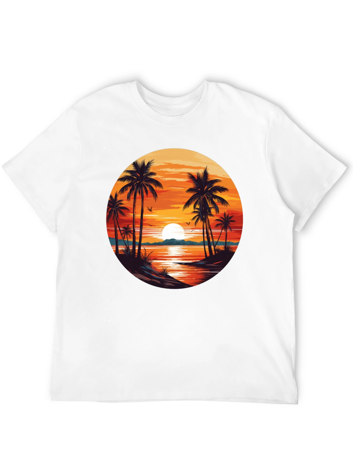Sunset Beach Palm Tree Graphic T-Shirt