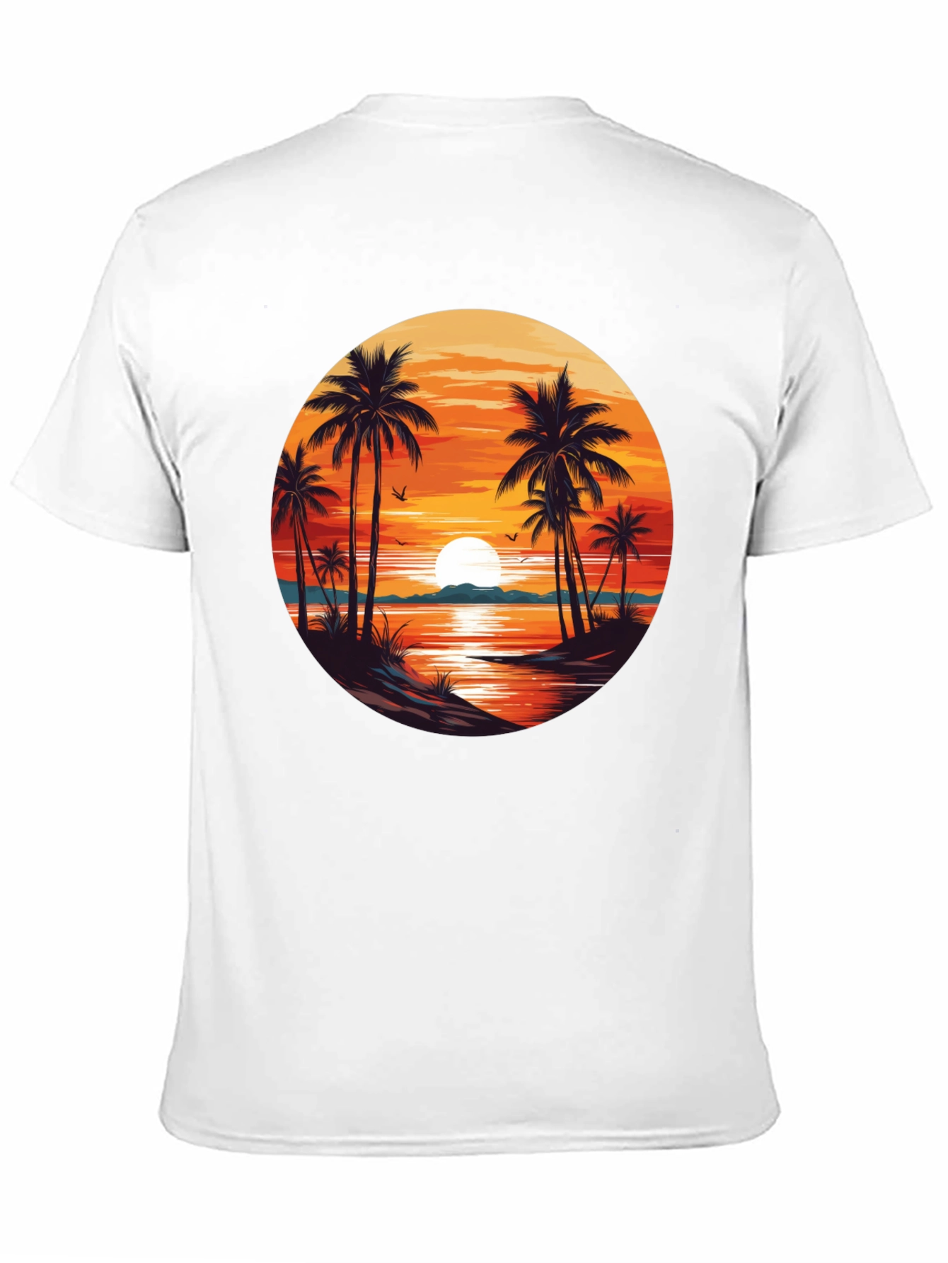 Sunset Beach Palm Tree Graphic T-Shirt
