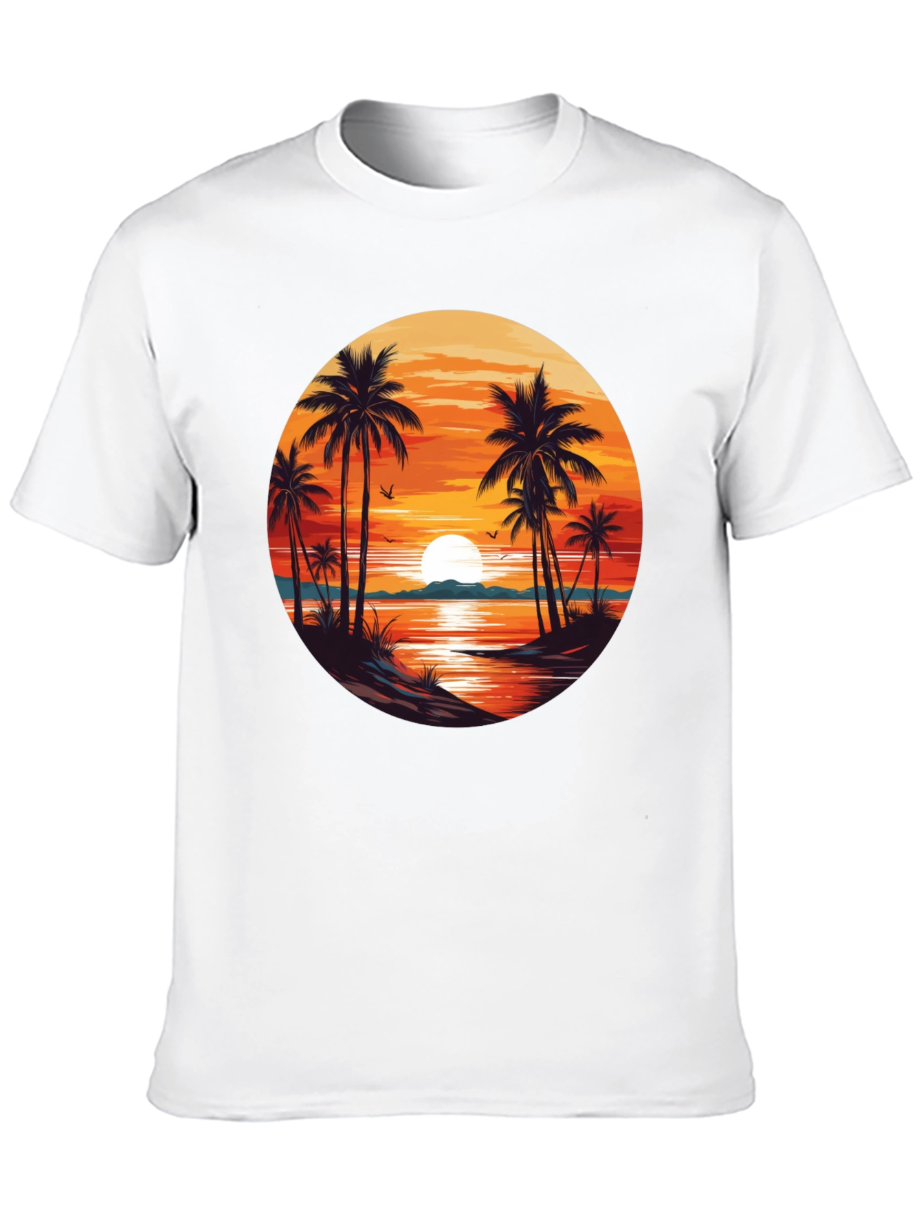 Sunset Beach Palm Tree Graphic T-Shirt