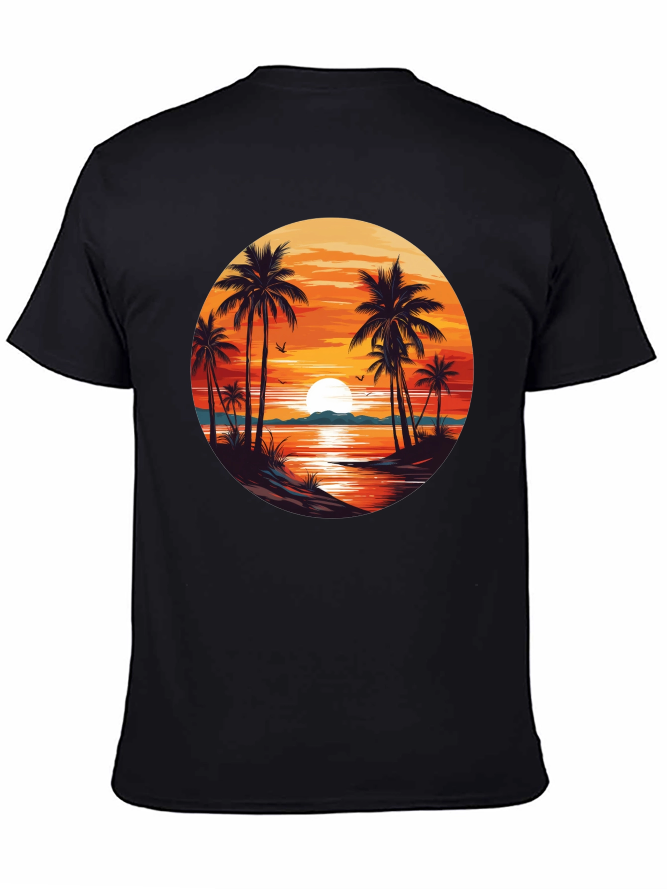 Sunset Beach Palm Tree Graphic T-Shirt