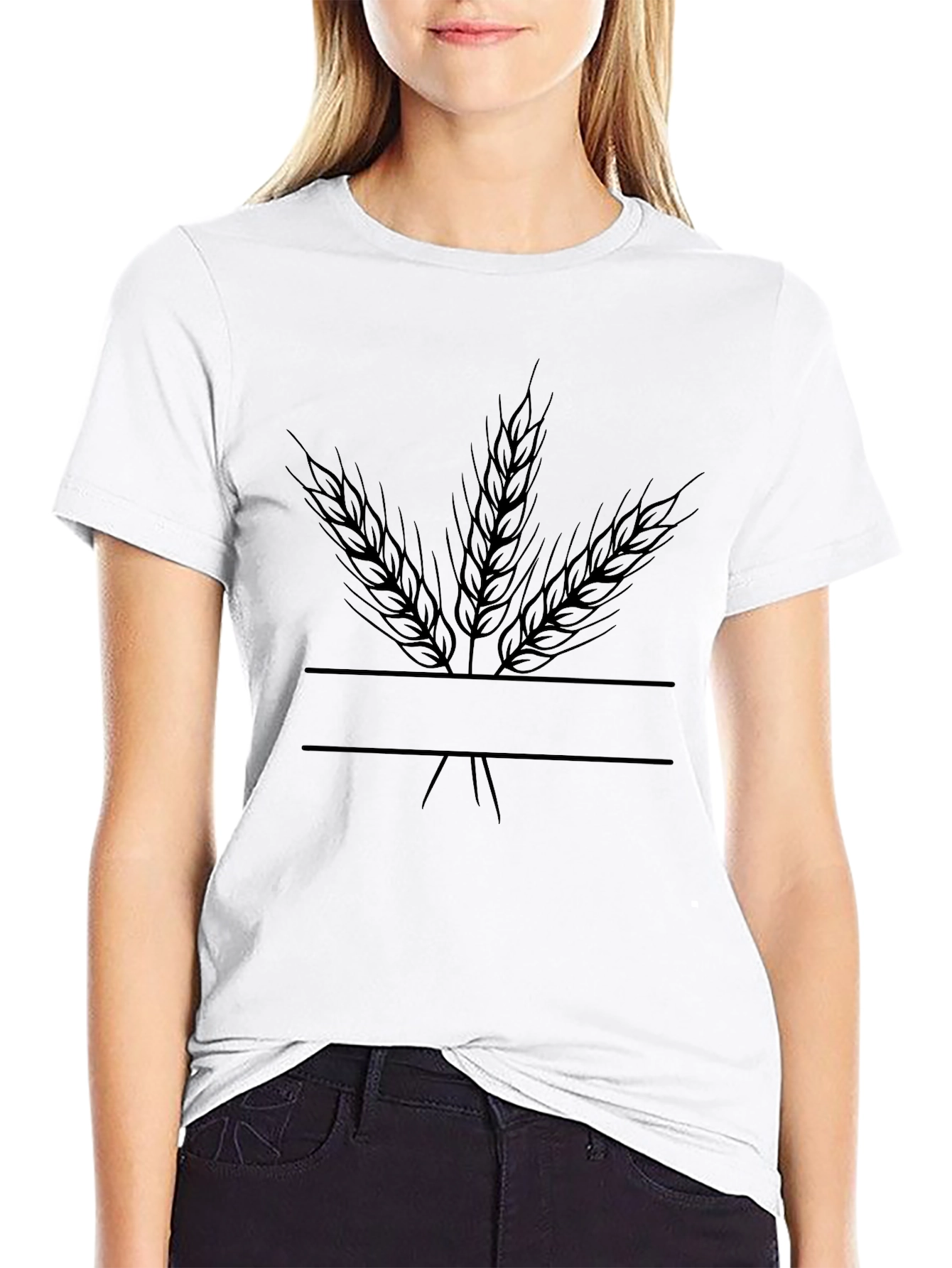 Wheat Stalks Black Graphic T-Shirt