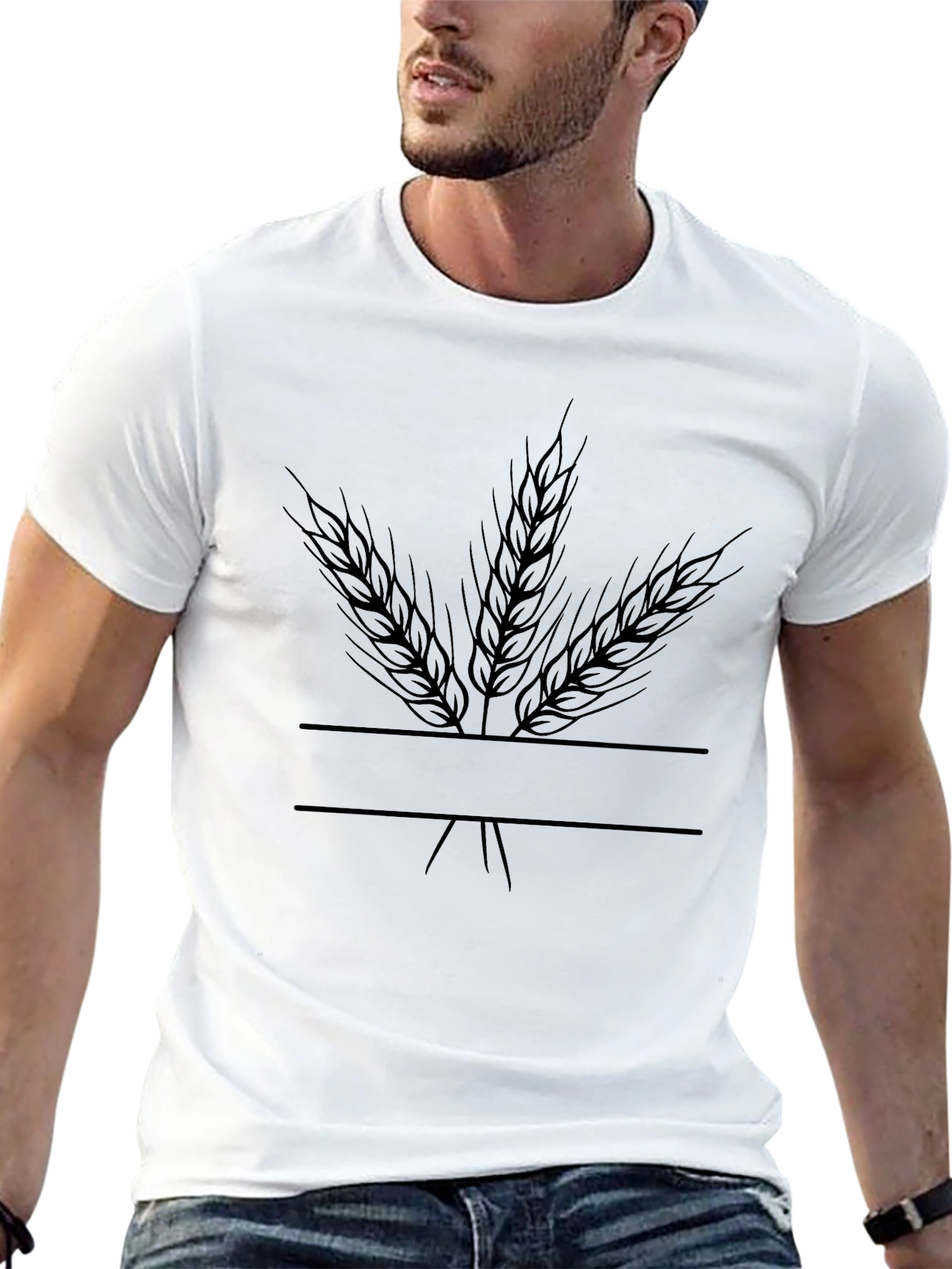 Wheat Stalks Black Graphic T-Shirt
