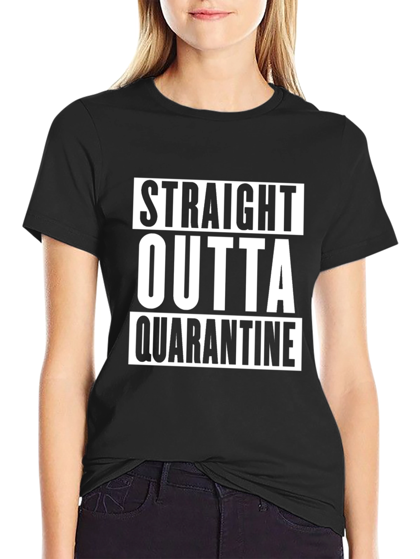 Straight Outta Quarantine Black T-Shirt