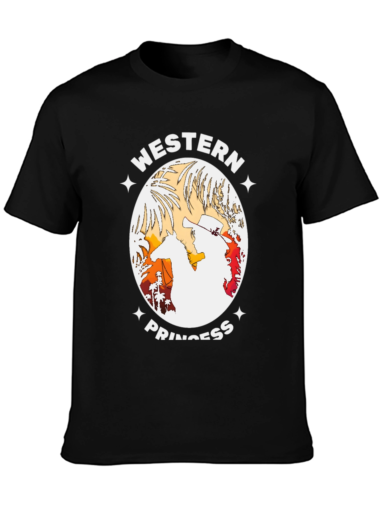 Western Princess Graphic Tee - Black Cotton T-Shirt