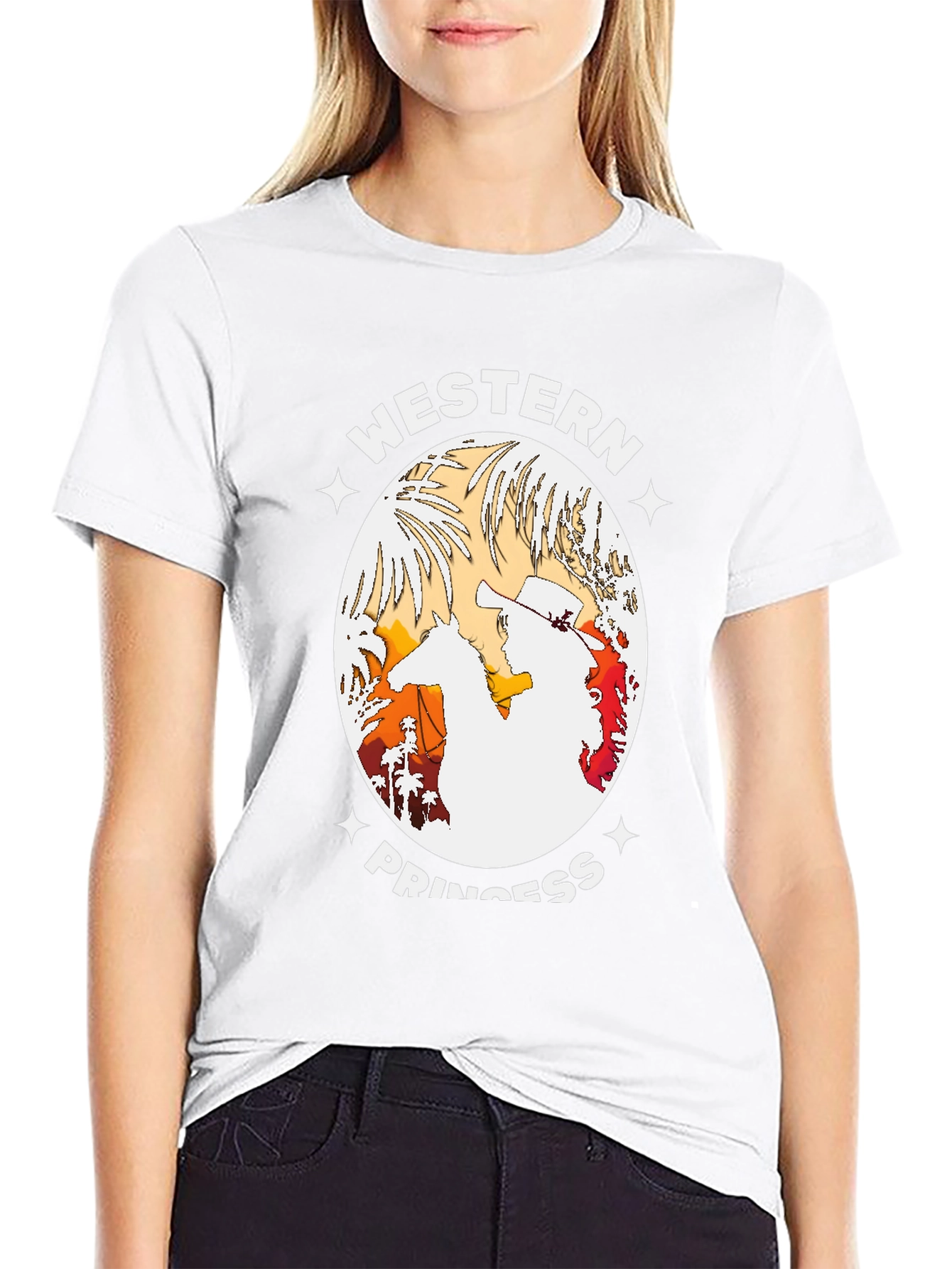 Western Princess Graphic Tee - Black Cotton T-Shirt