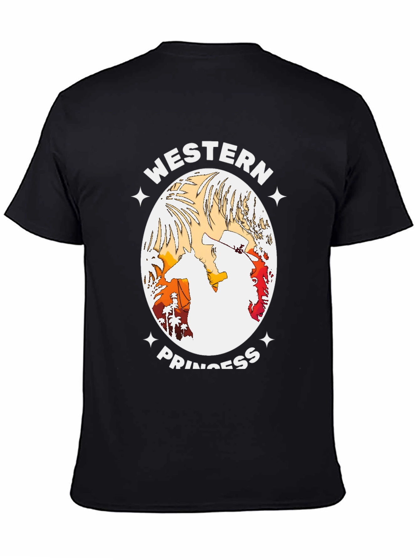 Western Princess Graphic Tee - Black Cotton T-Shirt