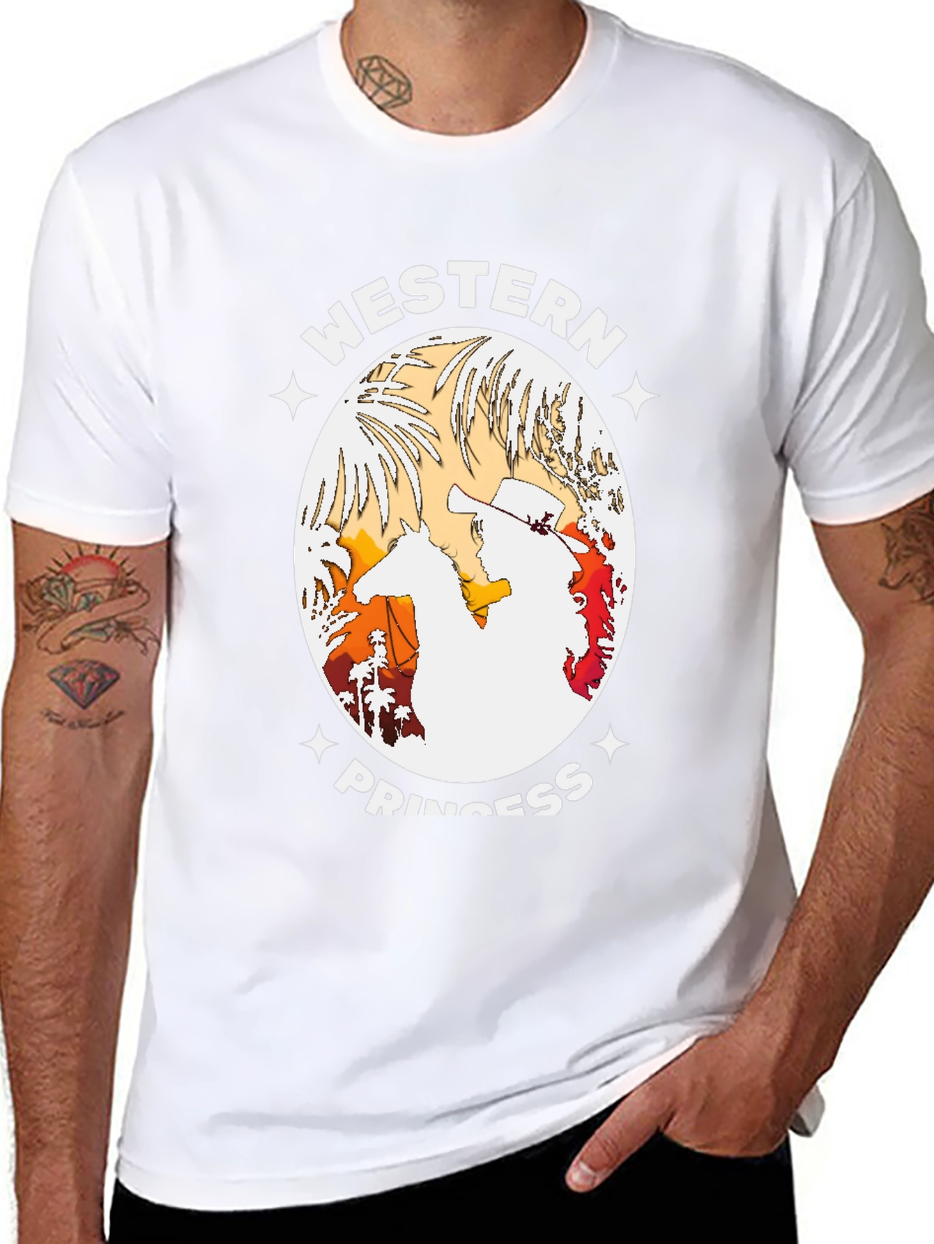 Western Princess Graphic Tee - Black Cotton T-Shirt