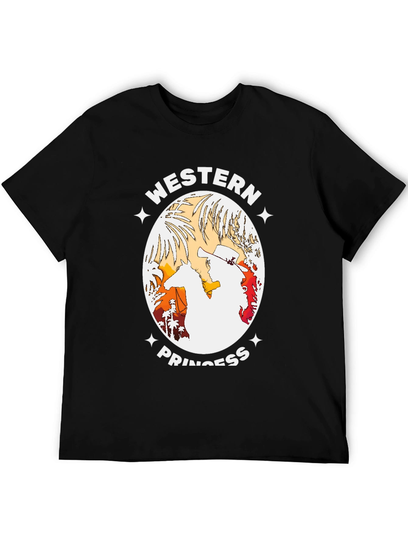 Western Princess Graphic Tee - Black Cotton T-Shirt