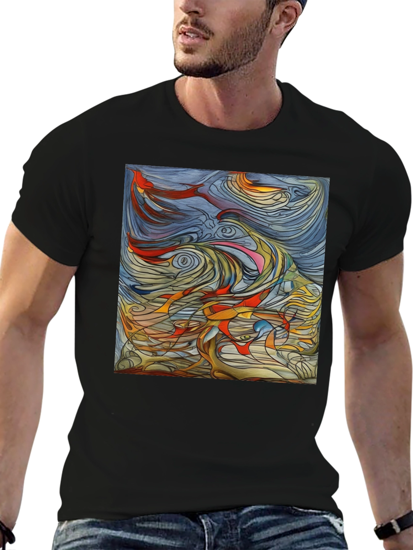 Abstract Art Graphic Tee - Black Unisex T-Shirt