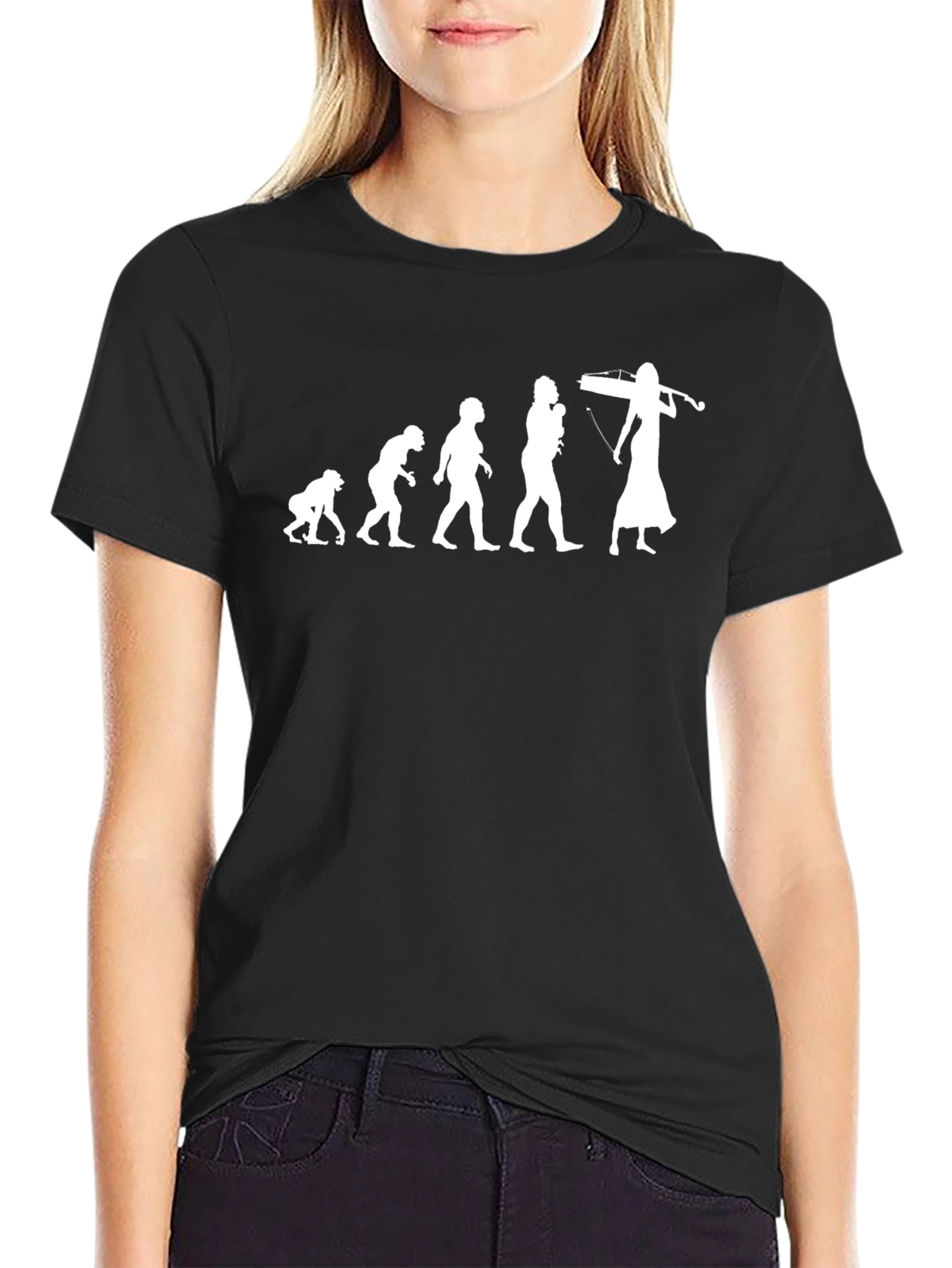 Evolution of Violinist T-Shirt - Black Cotton