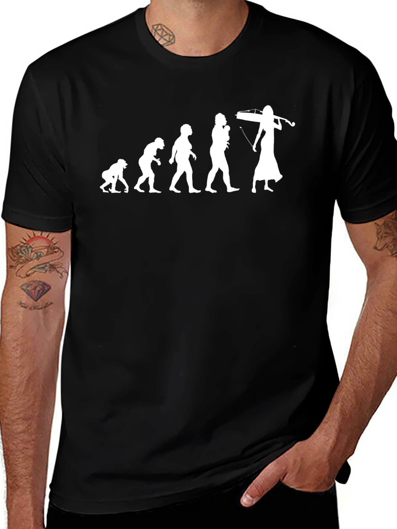 Evolution of Violinist T-Shirt - Black Cotton
