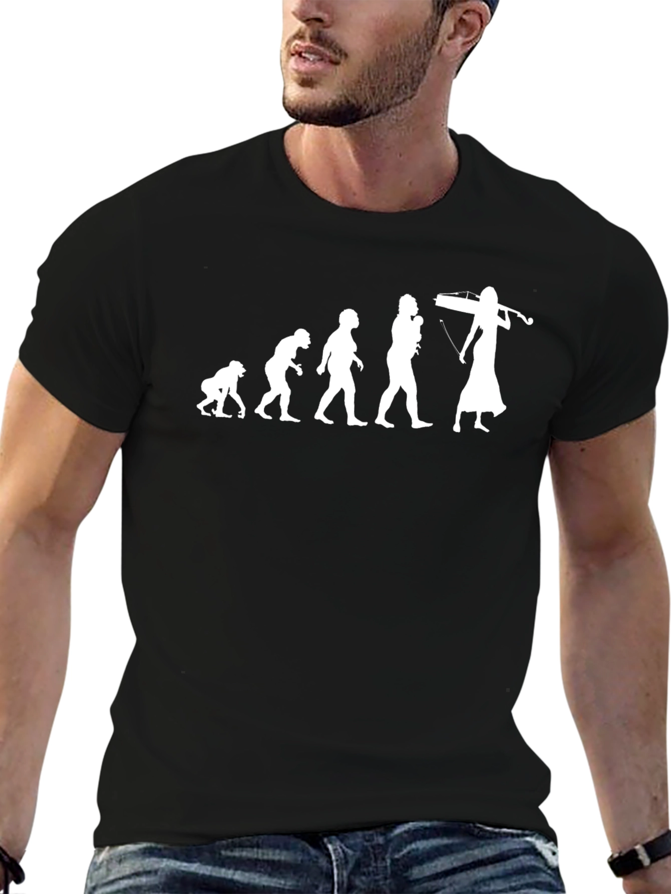 Evolution of Violinist T-Shirt - Black Cotton