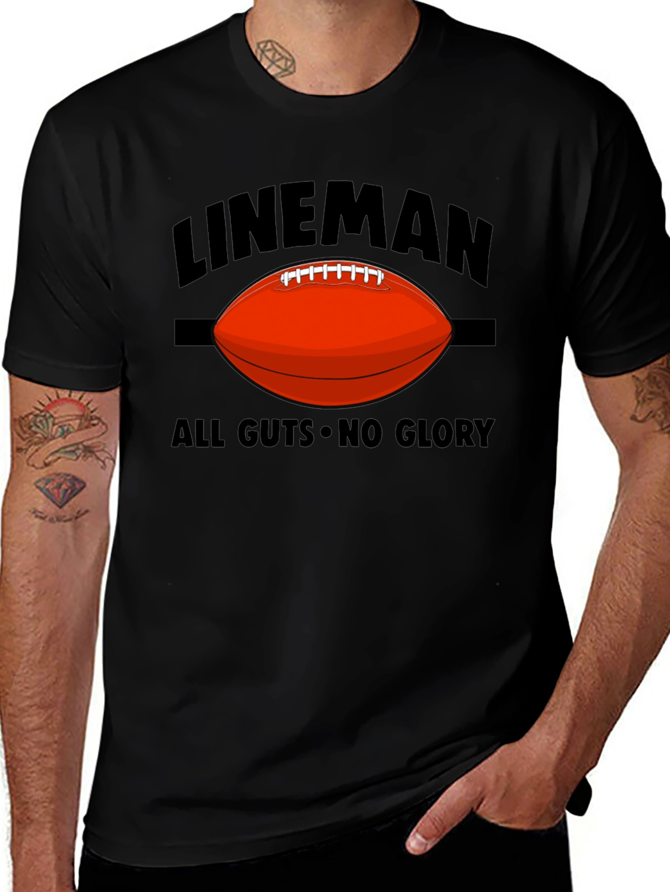 Lineman All Guts No Glory Football Graphic T-Shirt
