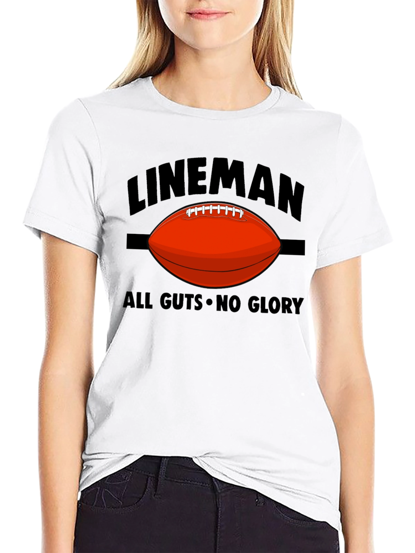 Lineman All Guts No Glory Football Graphic T-Shirt