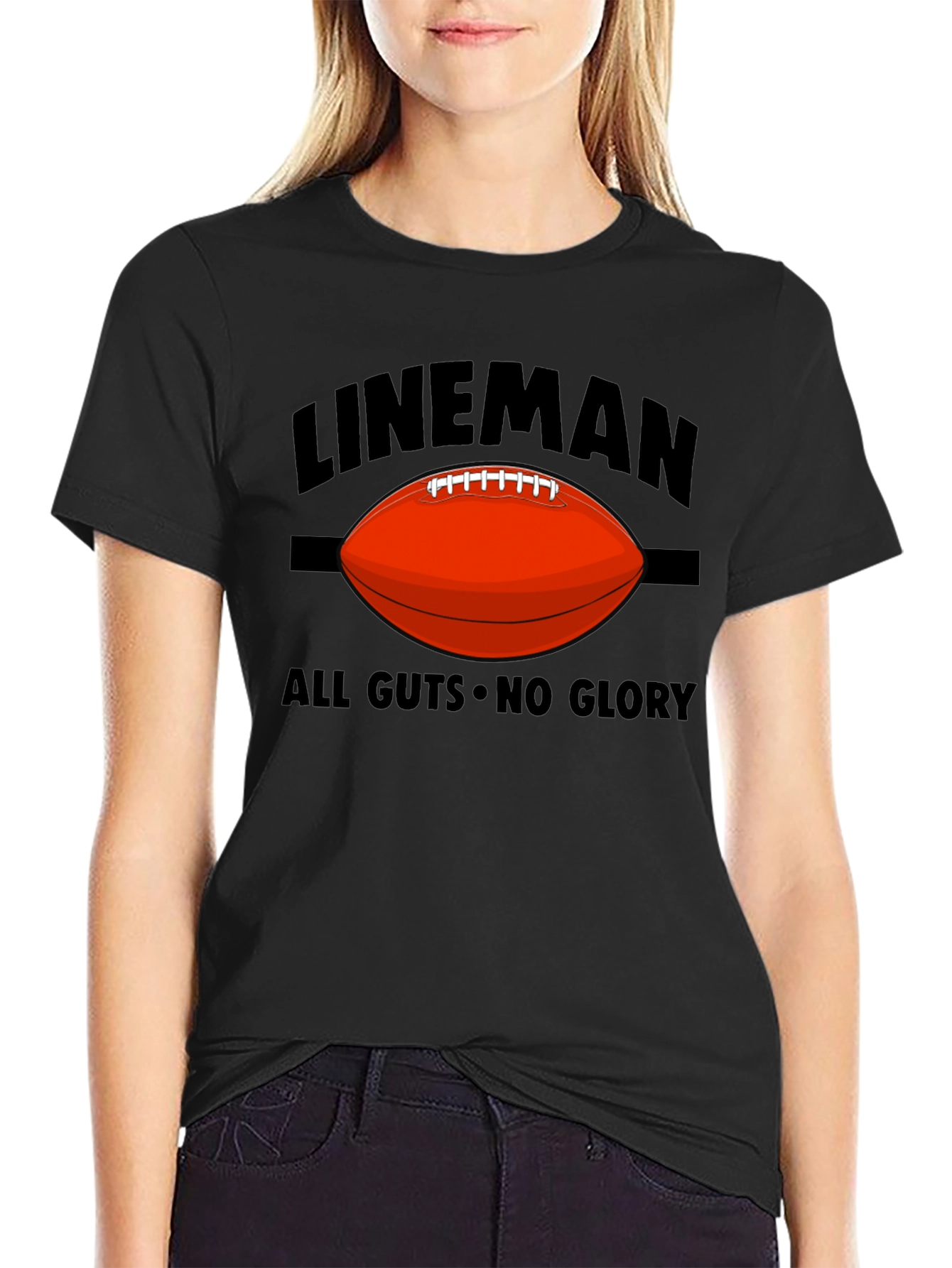 Lineman All Guts No Glory Football Graphic T-Shirt