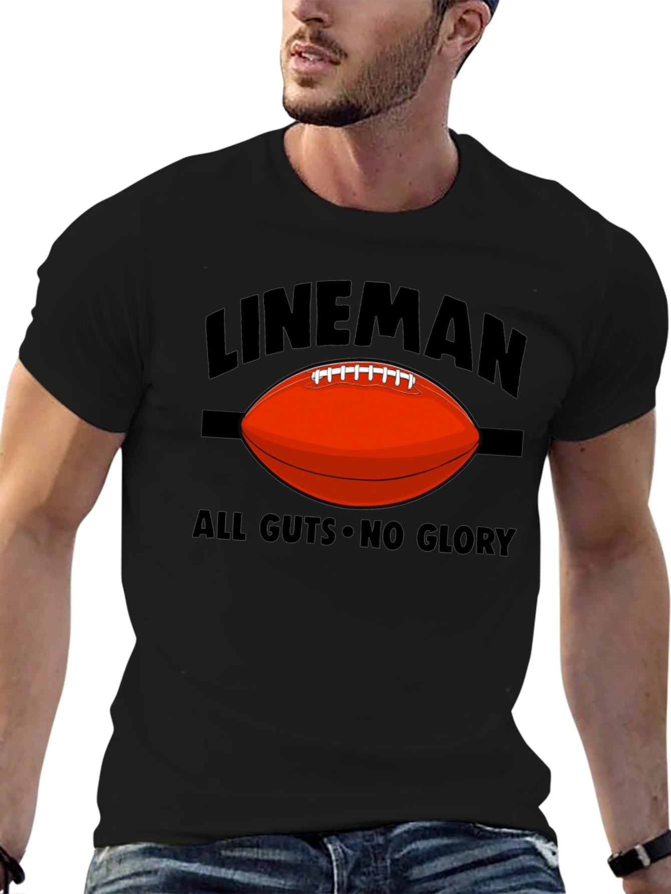 Lineman All Guts No Glory Football Graphic T-Shirt
