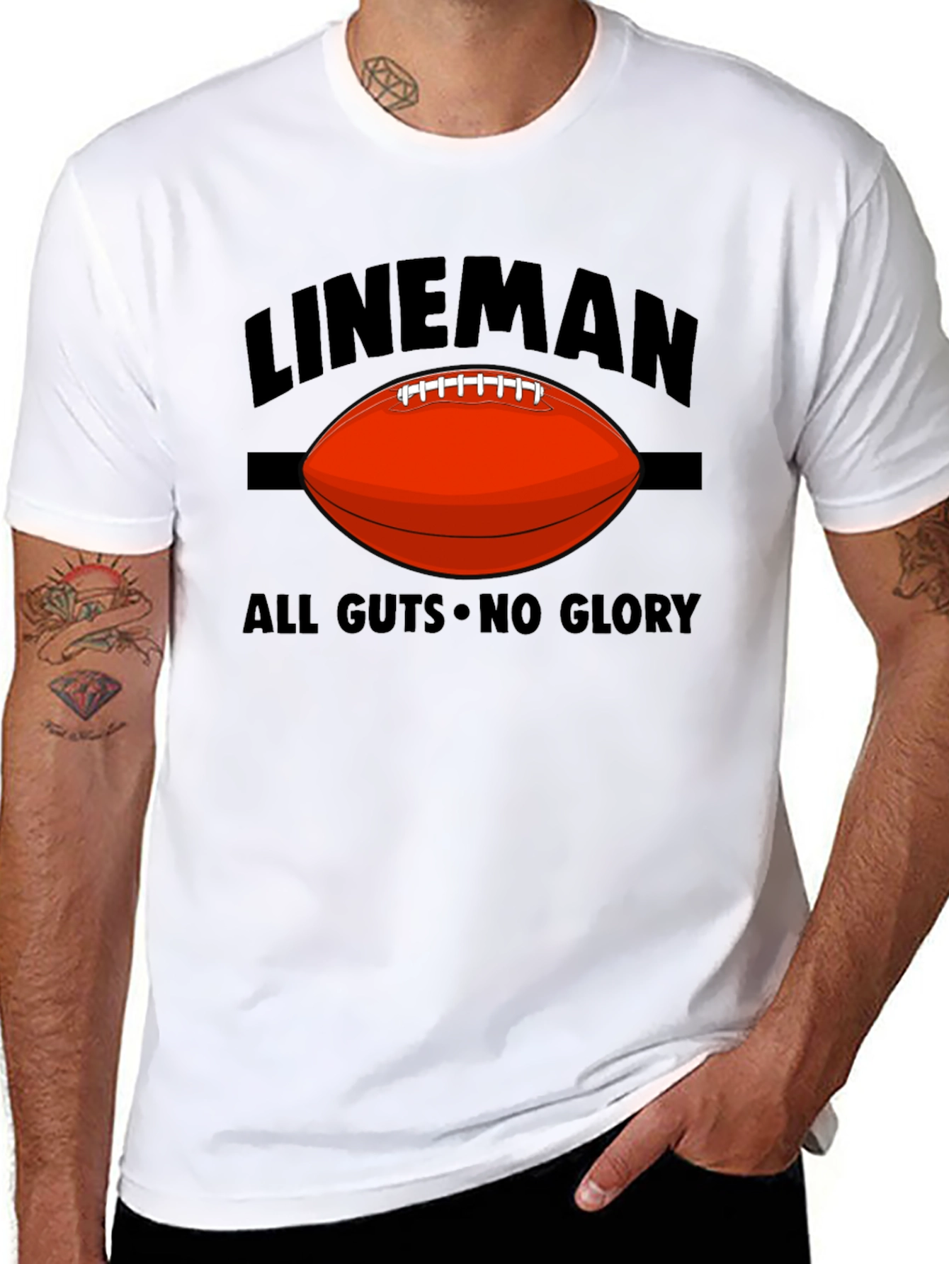 Lineman All Guts No Glory Football Graphic T-Shirt