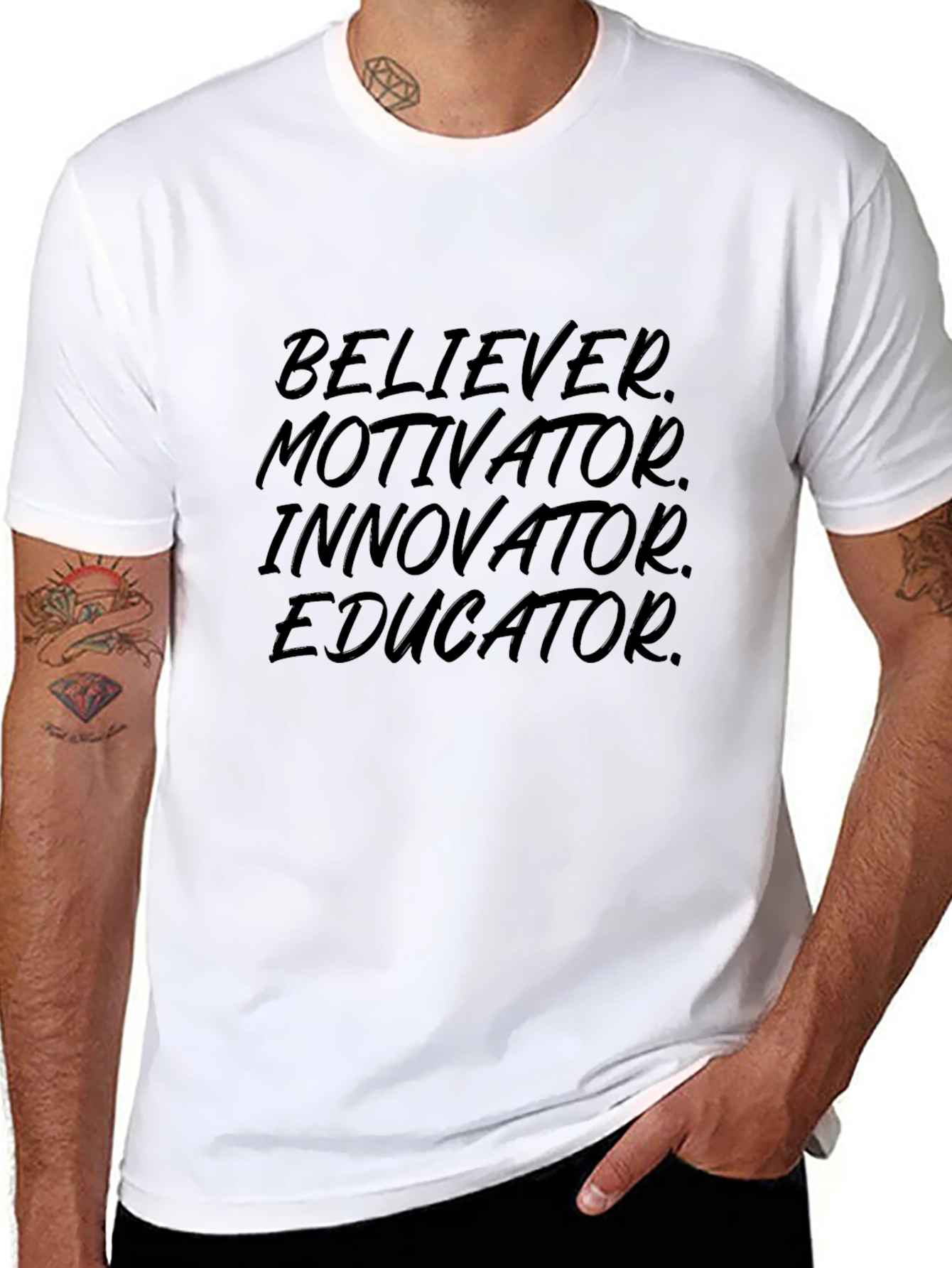Believer Motivator Educator Mens Tee