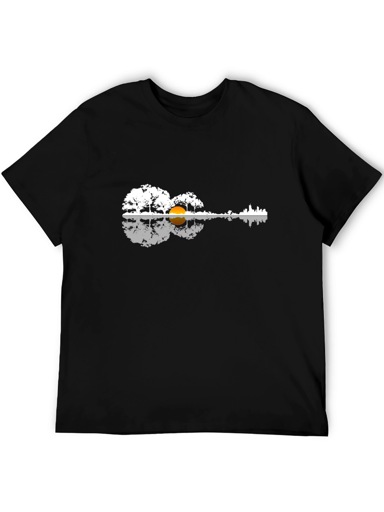 Guitar Landscape Graphic Tee - Nature Music Shirt