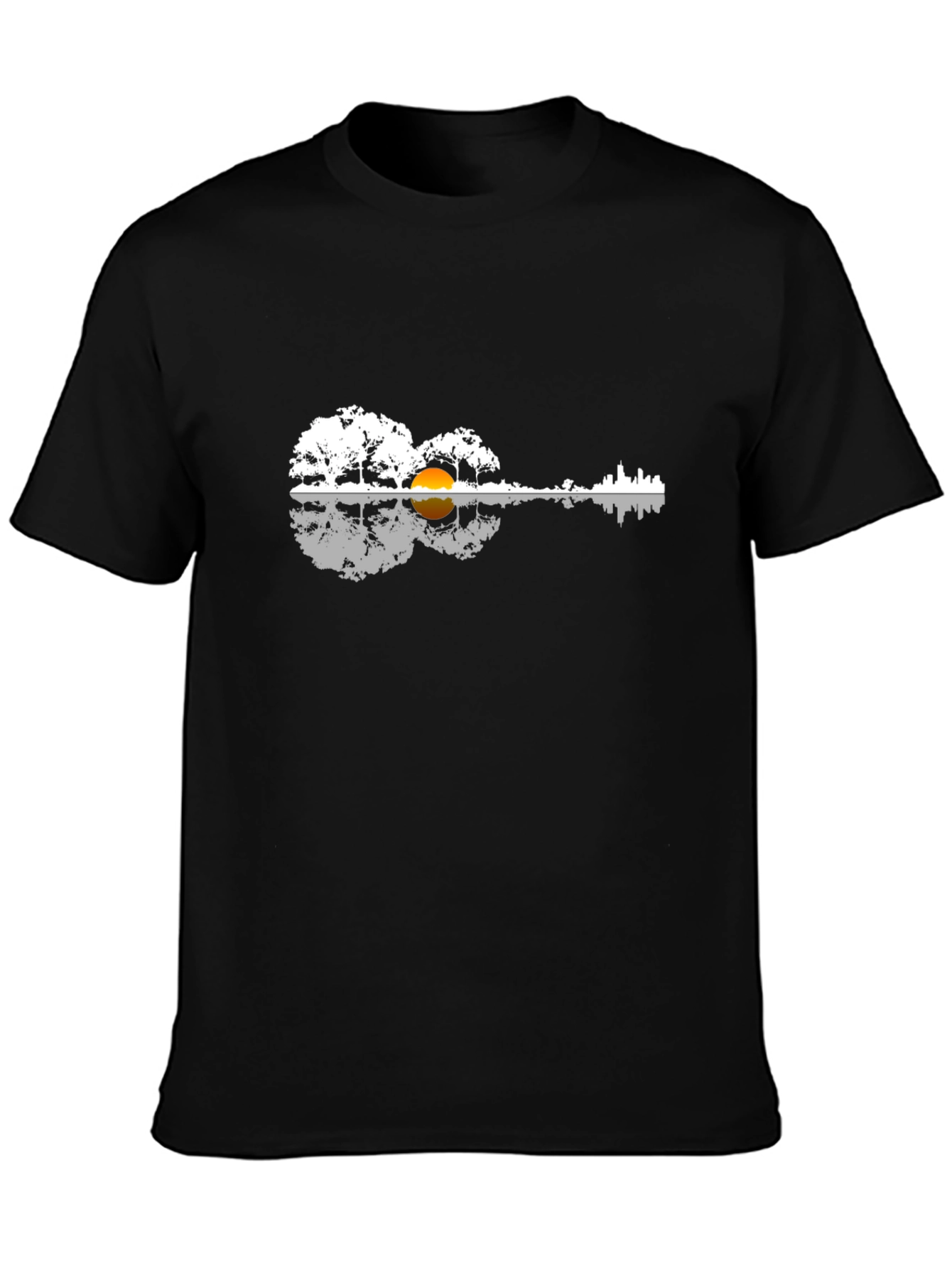 Guitar Landscape Graphic Tee - Nature Music Shirt