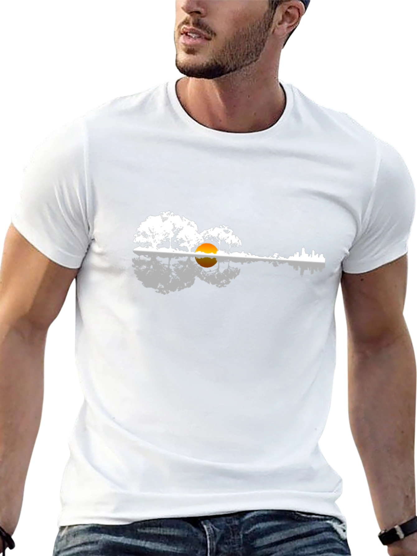 Guitar Landscape Graphic Tee - Nature Music Shirt