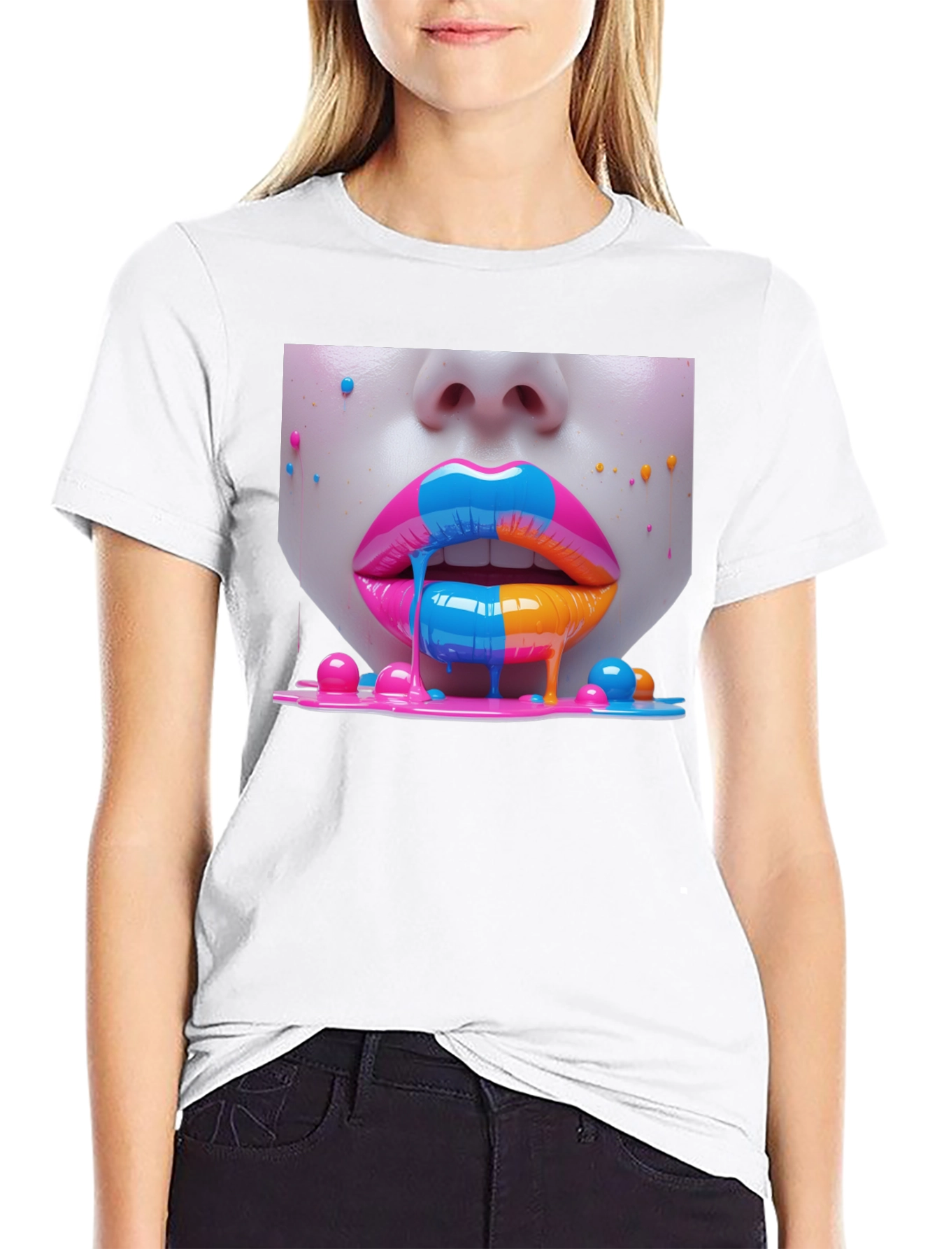 Vibrant Lips Graphic Tee - Unisex Black T-Shirt