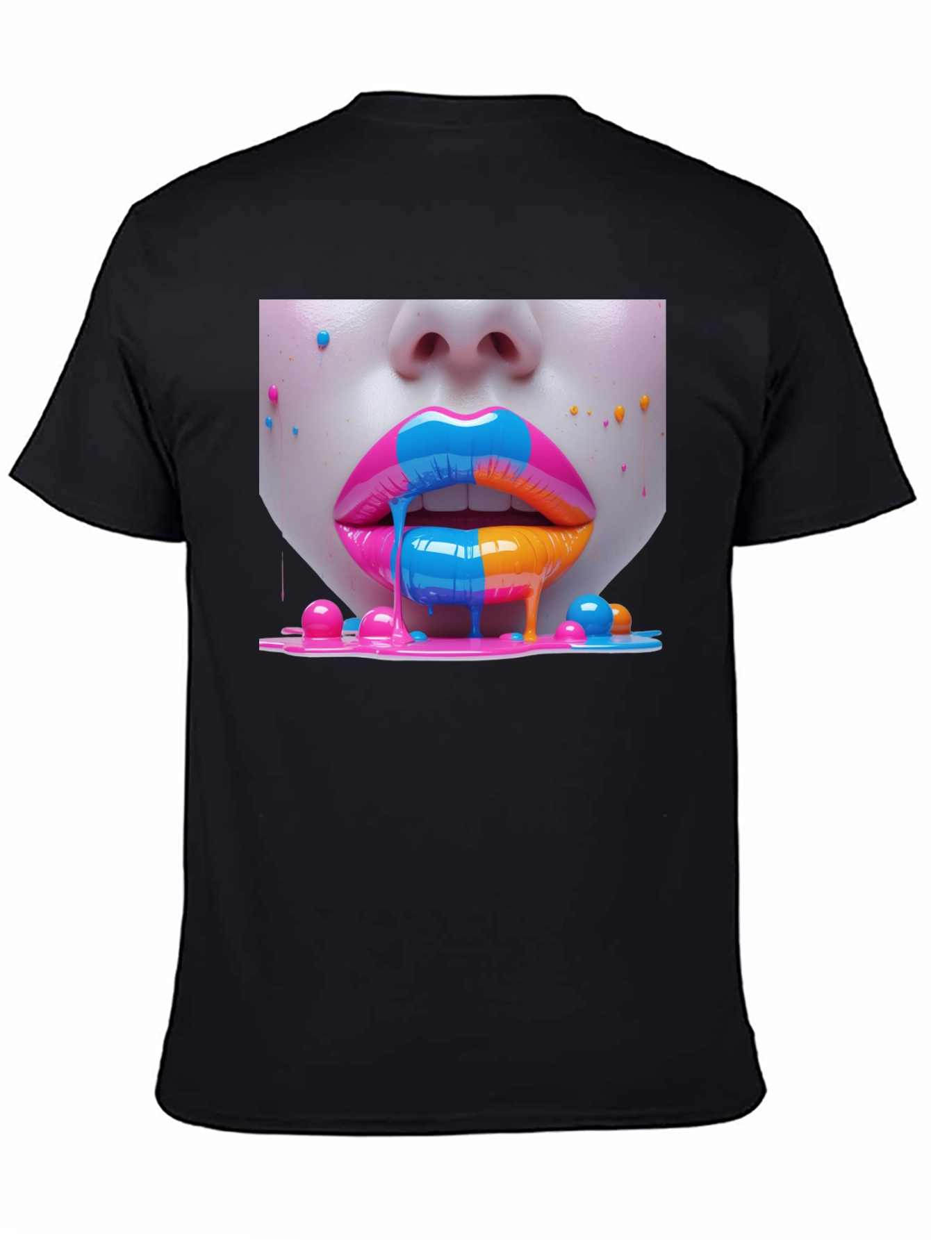 Vibrant Lips Graphic Tee - Unisex Black T-Shirt