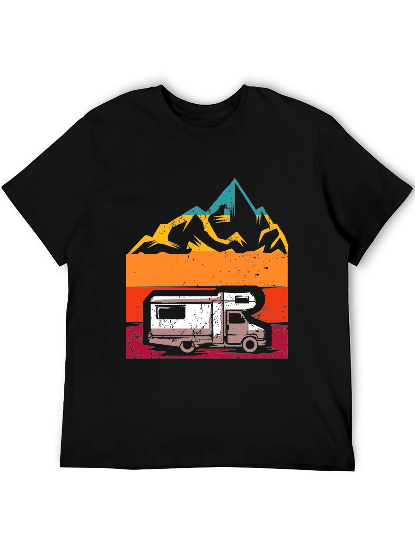 Retro Camper Van & Mountain Graphic T-Shirt