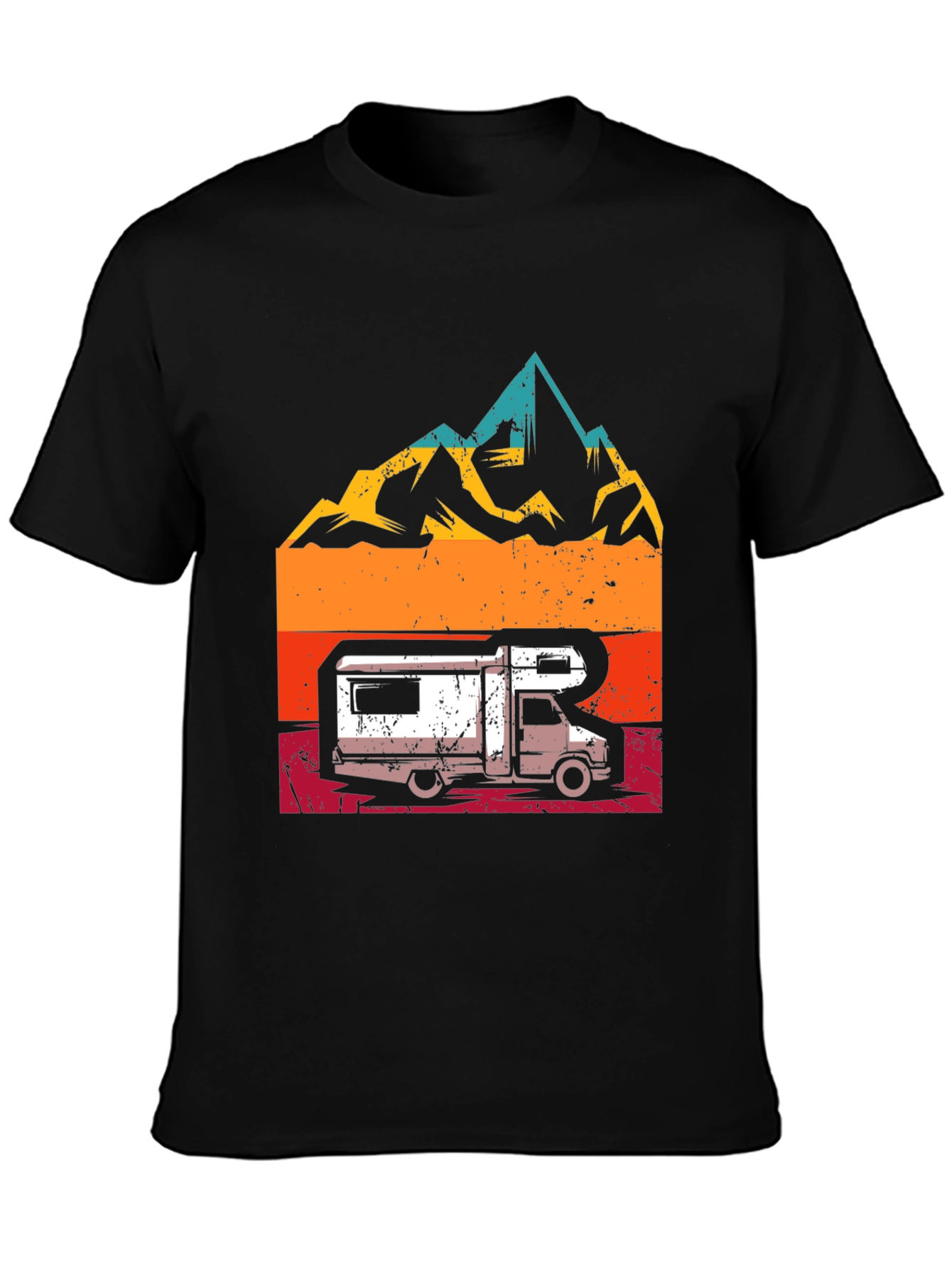 Retro Camper Van & Mountain Graphic T-Shirt