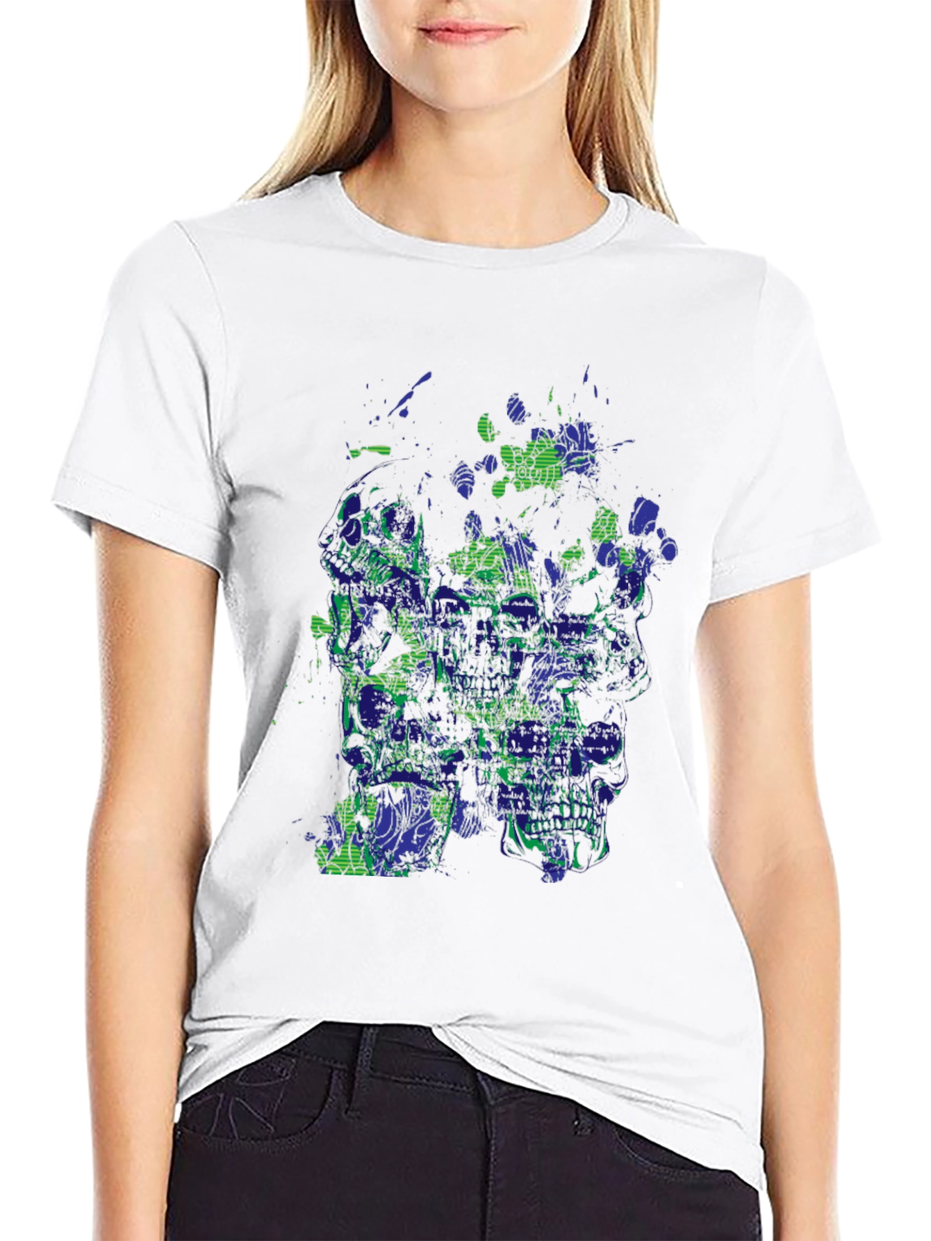 Abstract Skull Graphic Print Black T-Shirt