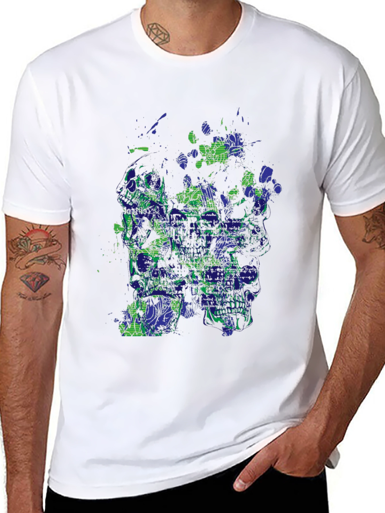 Abstract Skull Graphic Print Black T-Shirt