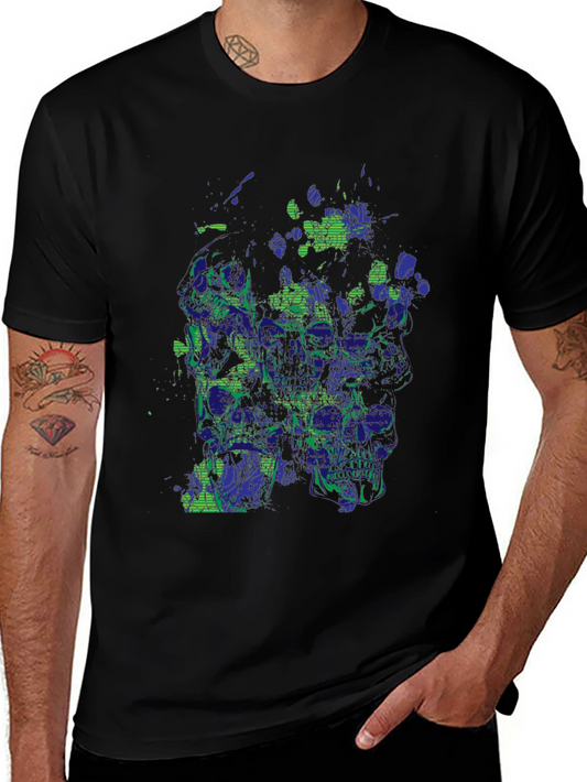 Abstract Skull Graphic Print Black T-Shirt