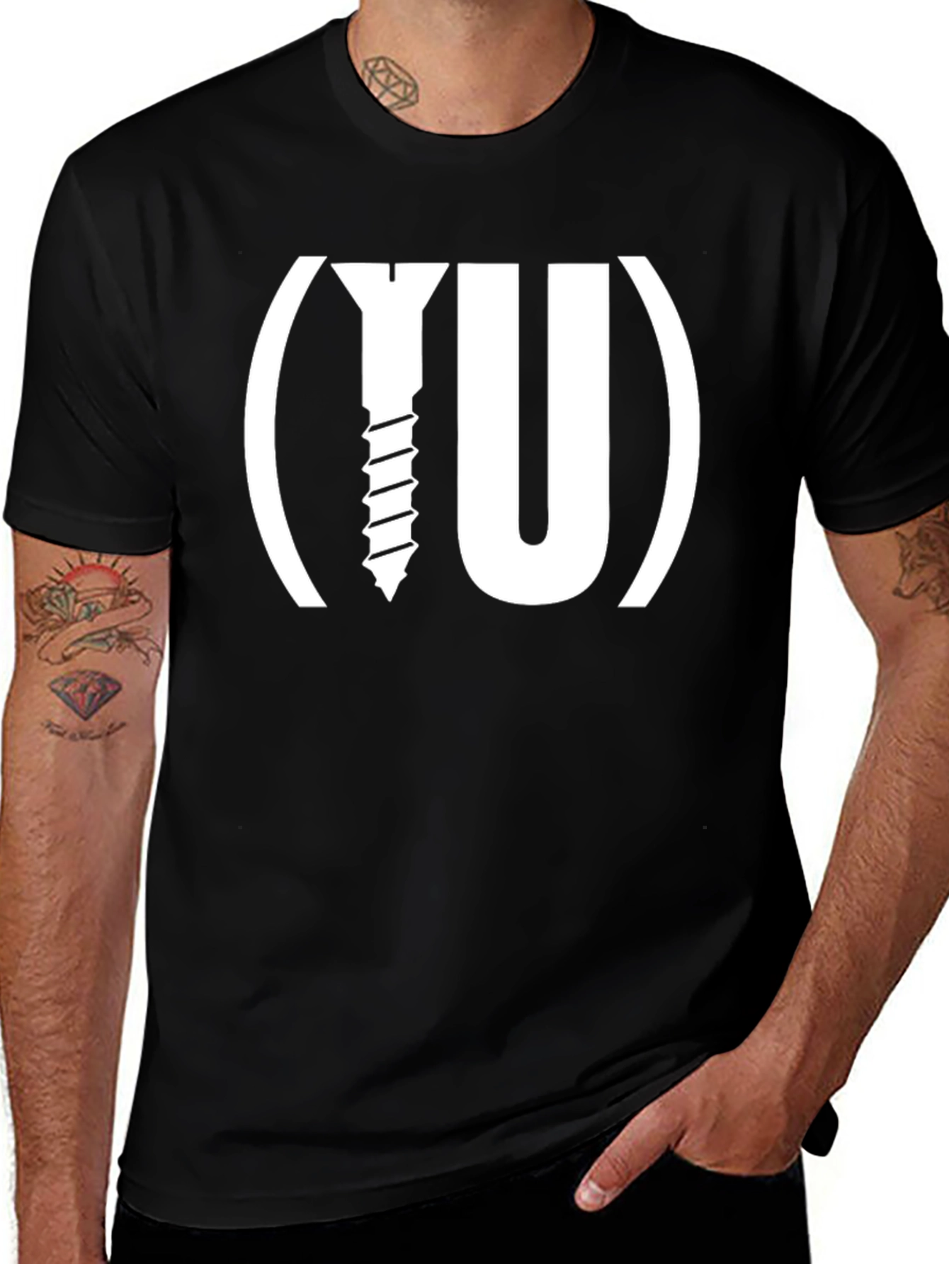 Screw You Funny Graphic Tee - Black Cotton T-Shirt